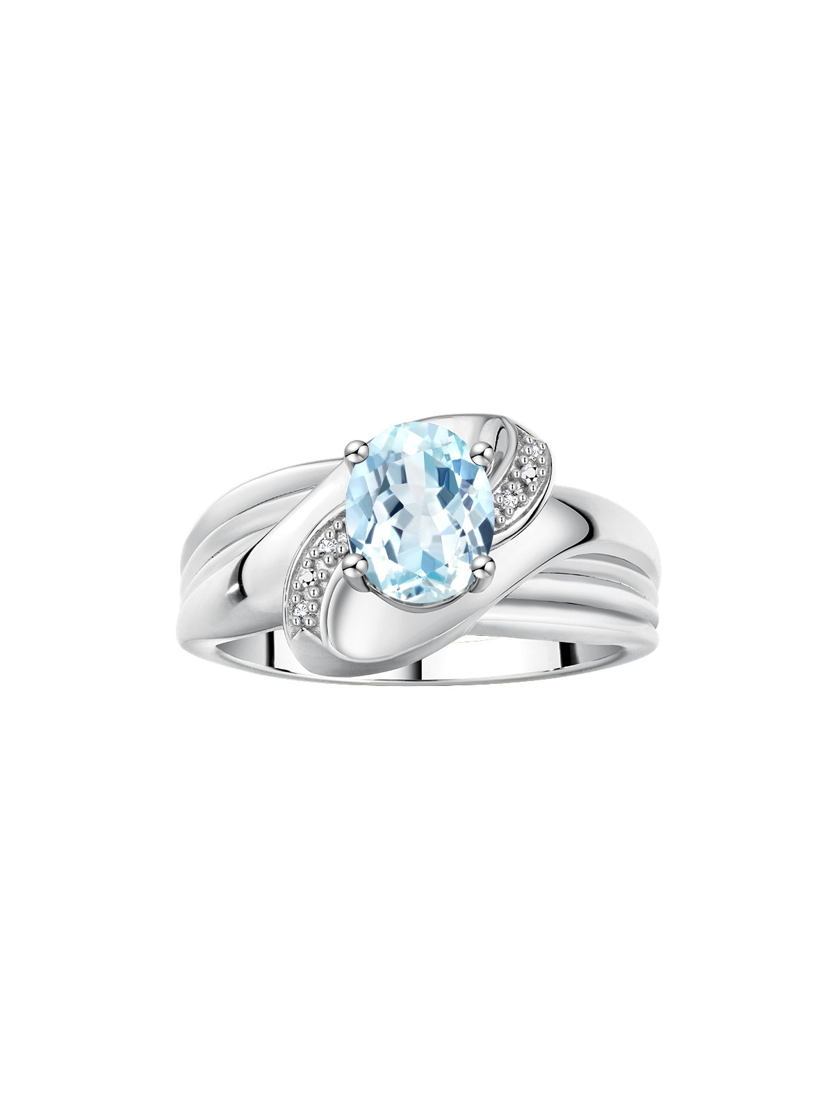 RYLOS Ring with Oval 9X7MM Gemstone & Diamonds - Classic Design Gem Jewelry for Women in Sterling Silver, Available in Sizes 5-10