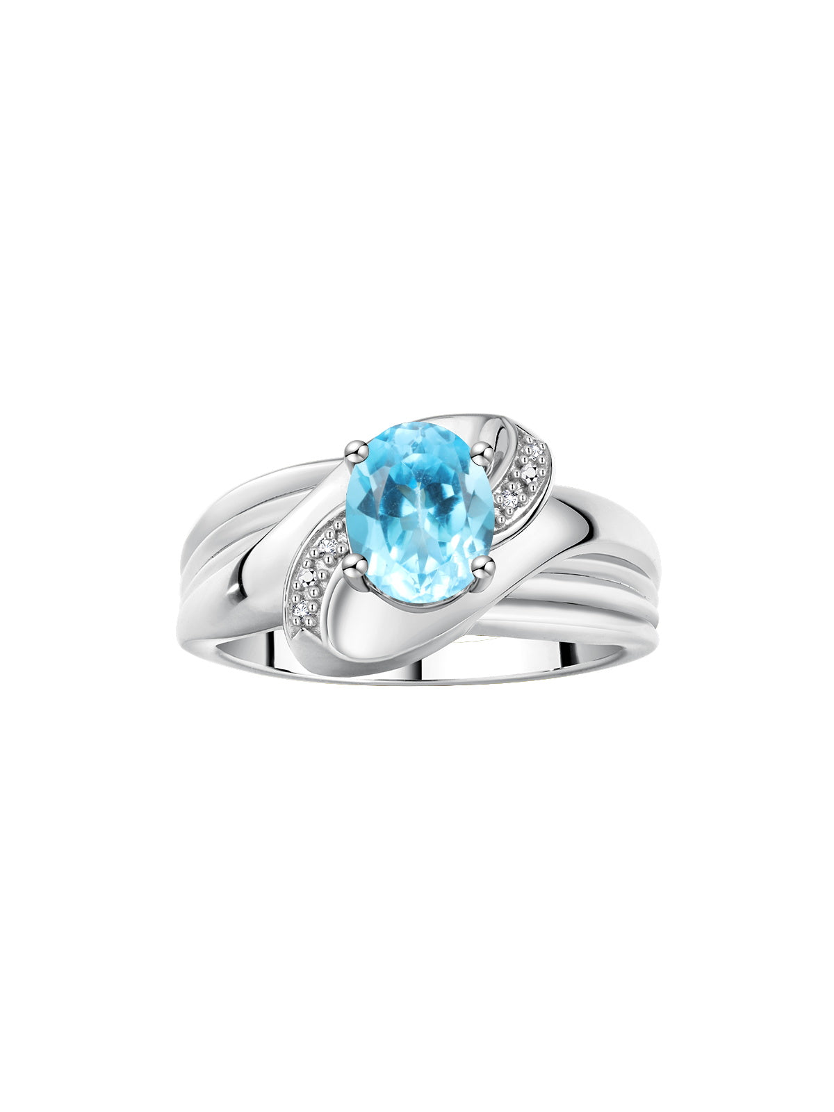RYLOS Ring with Oval 9X7MM Gemstone & Diamonds - Classic Design Gem Jewelry for Women in Sterling Silver, Available in Sizes 5-10