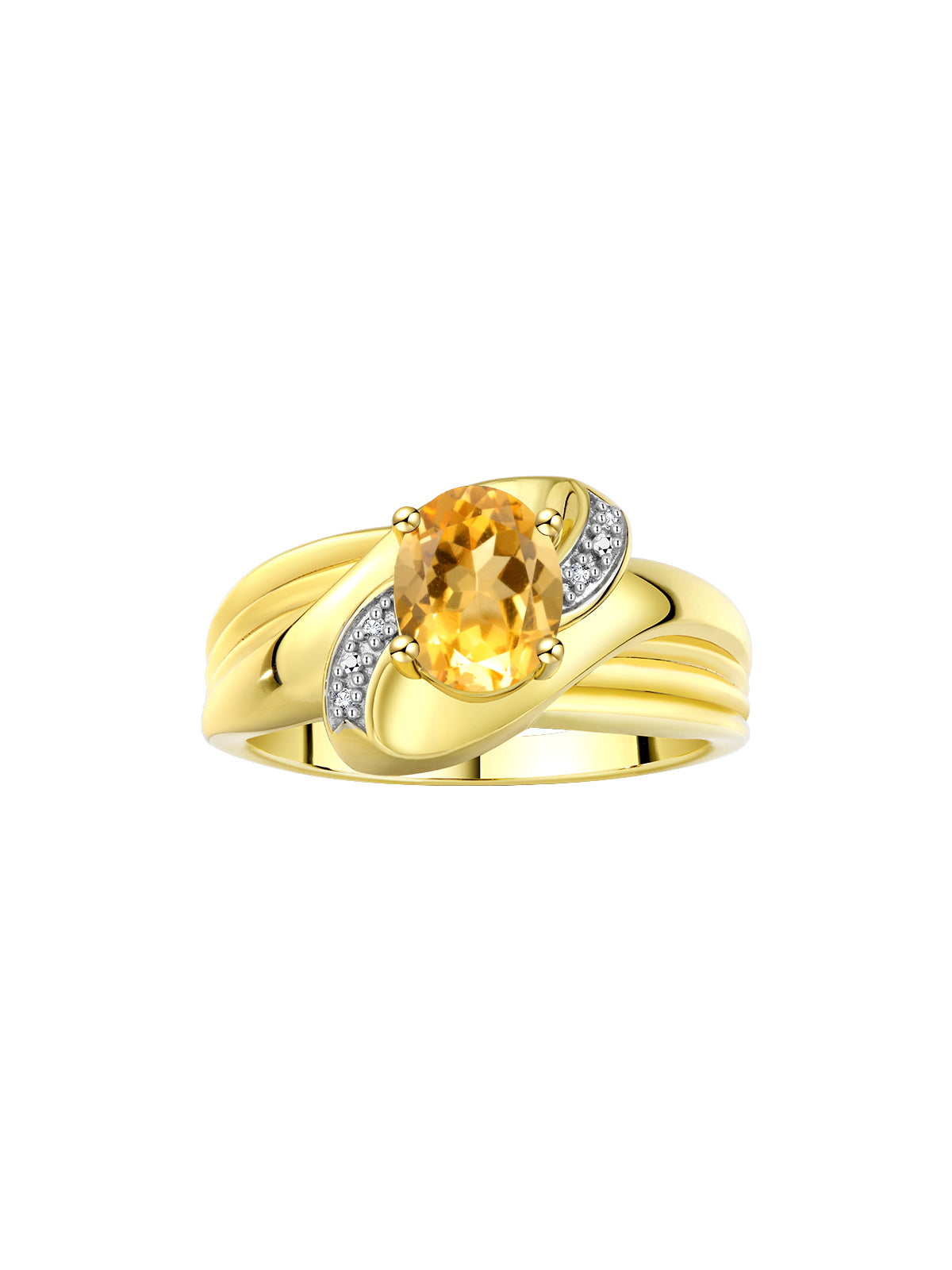 RYLOS Ring with Oval 9X7MM Gemstone & Diamonds - Classic Design Gem Jewelry for Women in Yellow Gold Plated Silver, Available in Sizes 5-10