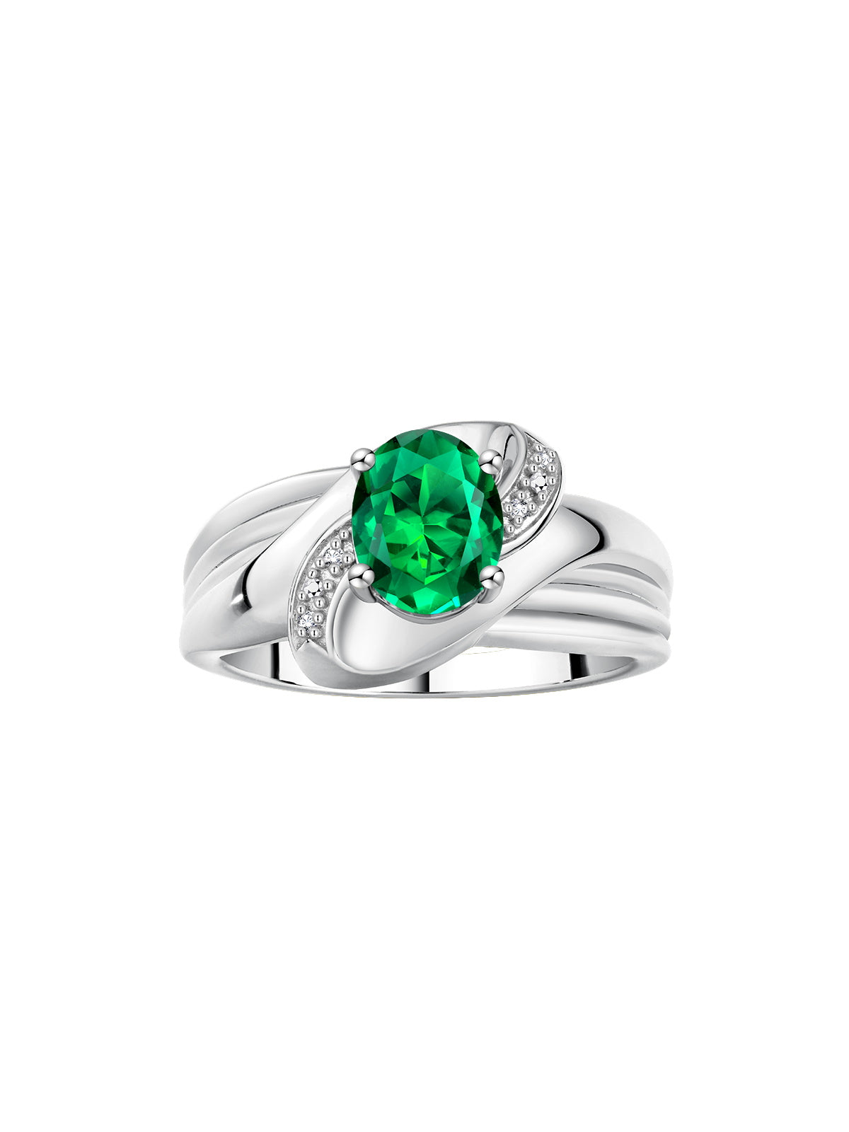 RYLOS Ring with Oval 9X7MM Gemstone & Diamonds - Classic Design Gem Jewelry for Women in Sterling Silver, Available in Sizes 5-10