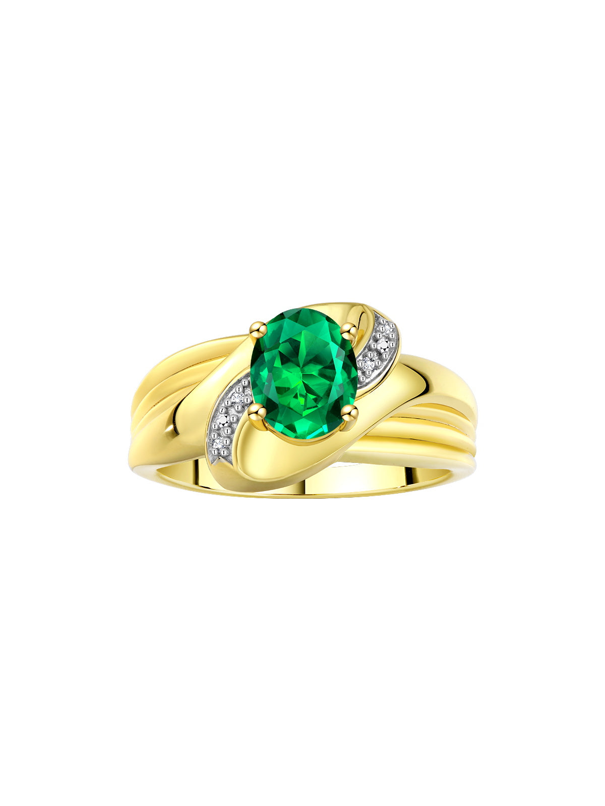 RYLOS Ring with Oval 9X7MM Gemstone & Diamonds - Classic Design Gem Jewelry for Women in Yellow Gold Plated Silver, Available in Sizes 5-10