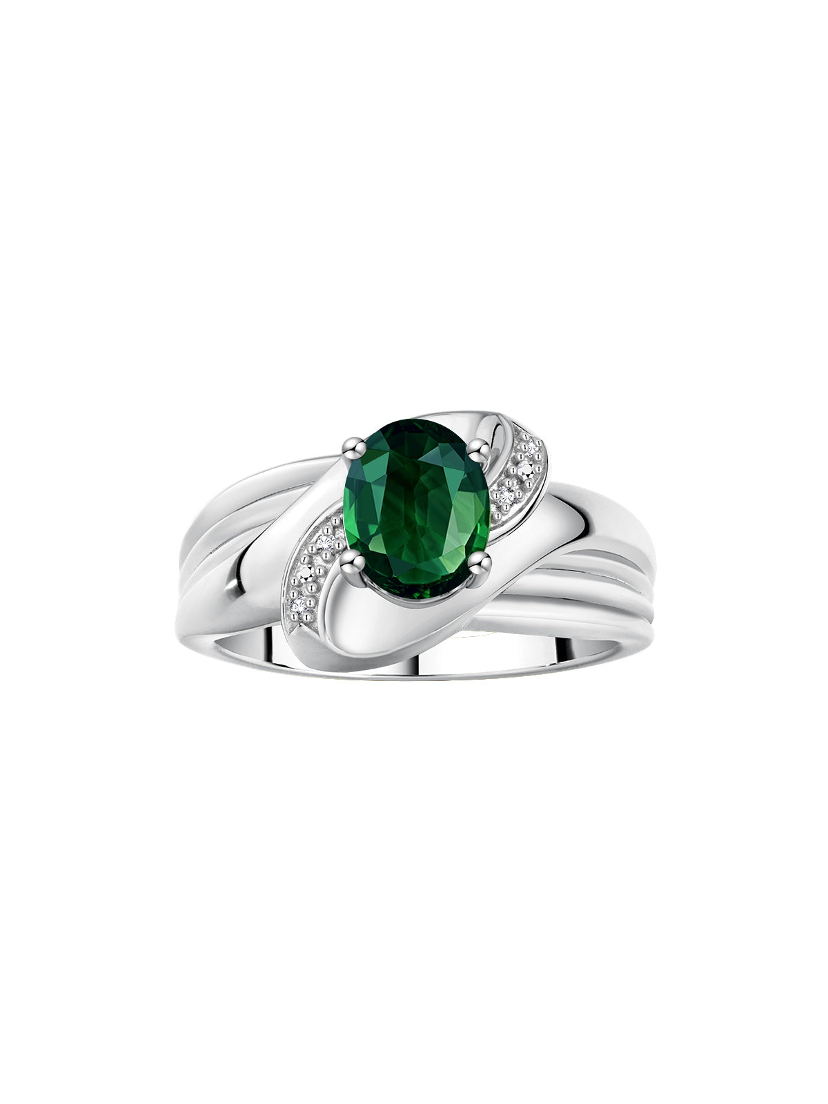 RYLOS Ring with Oval 9X7MM Gemstone & Diamonds - Classic Design Gem Jewelry for Women in Sterling Silver, Available in Sizes 5-10