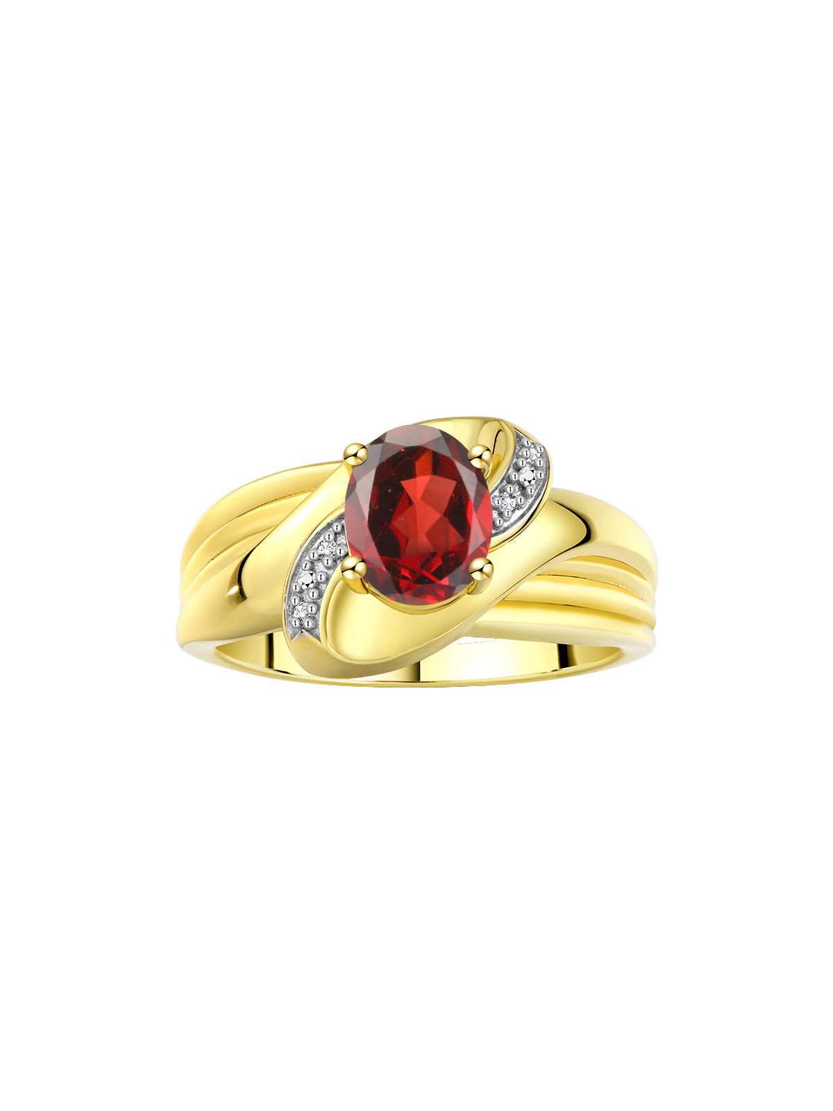 RYLOS Ring with Oval 9X7MM Gemstone & Diamonds - Classic Design Gem Jewelry for Women in Yellow Gold Plated Silver, Available in Sizes 5-10