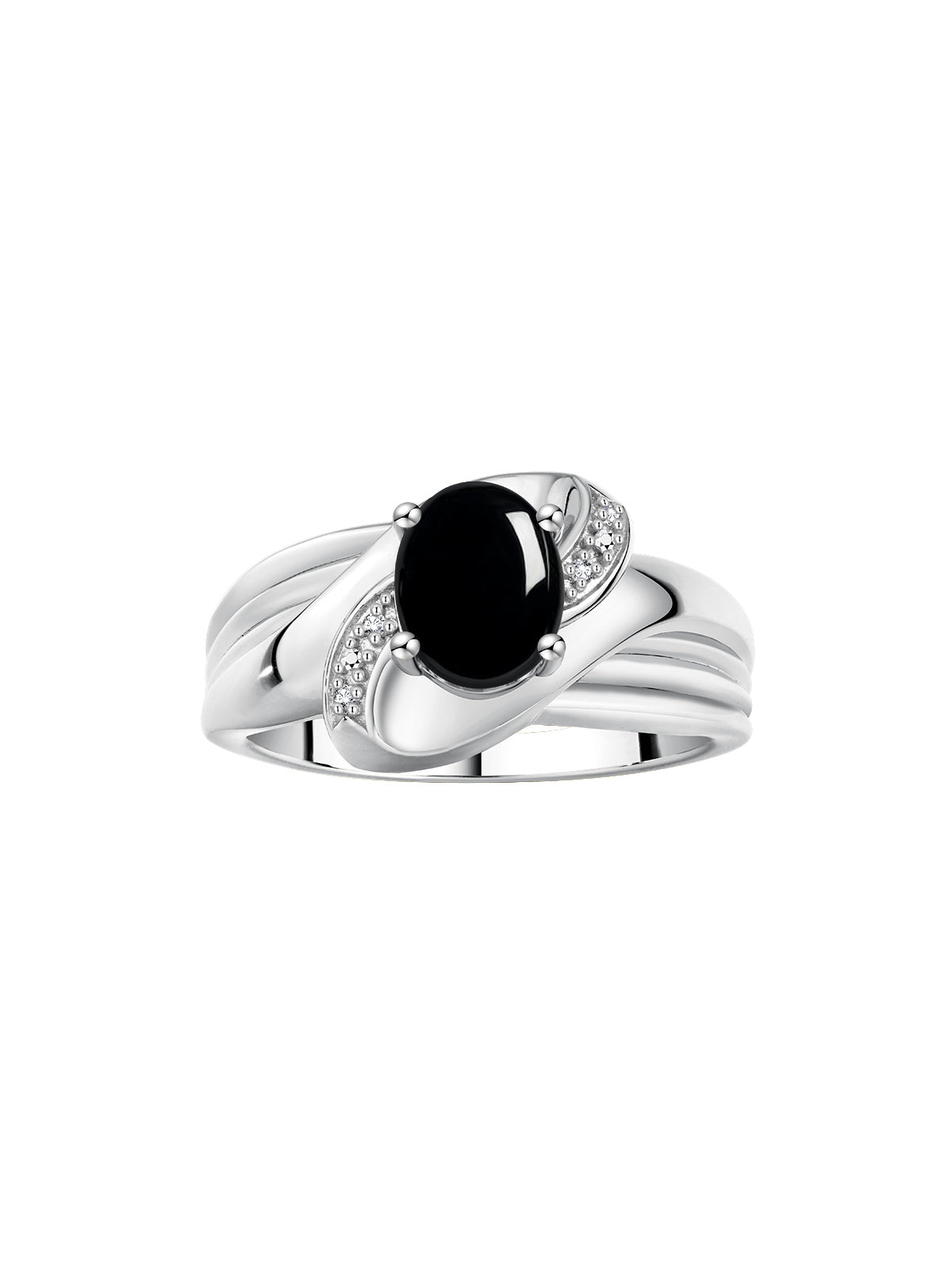 RYLOS Ring with Oval 9X7MM Gemstone & Diamonds - Classic Design Gem Jewelry for Women in Sterling Silver, Available in Sizes 5-10