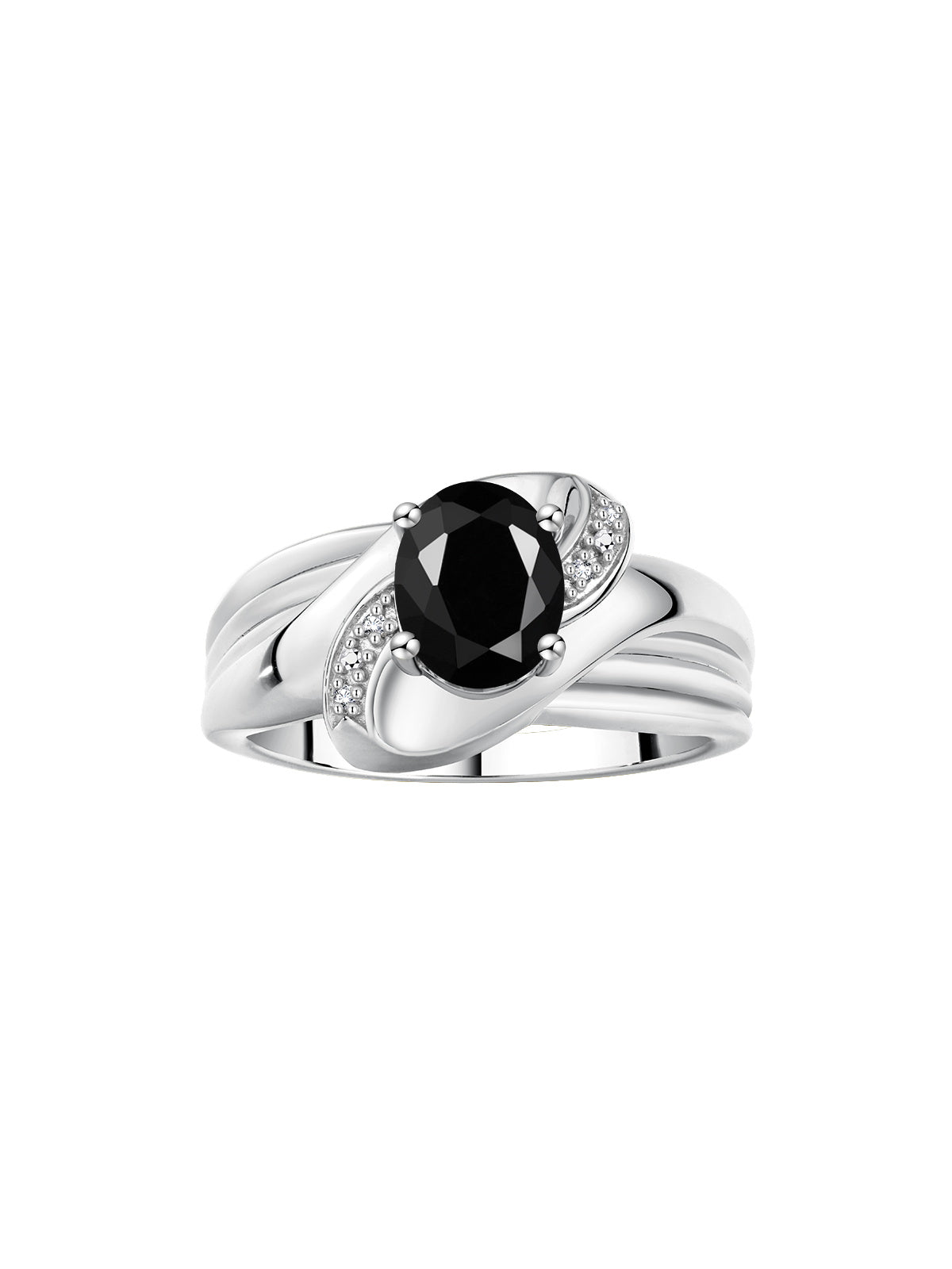 RYLOS Ring with Oval 9X7MM Gemstone & Diamonds - Classic Design Gem Jewelry for Women in Sterling Silver, Available in Sizes 5-10