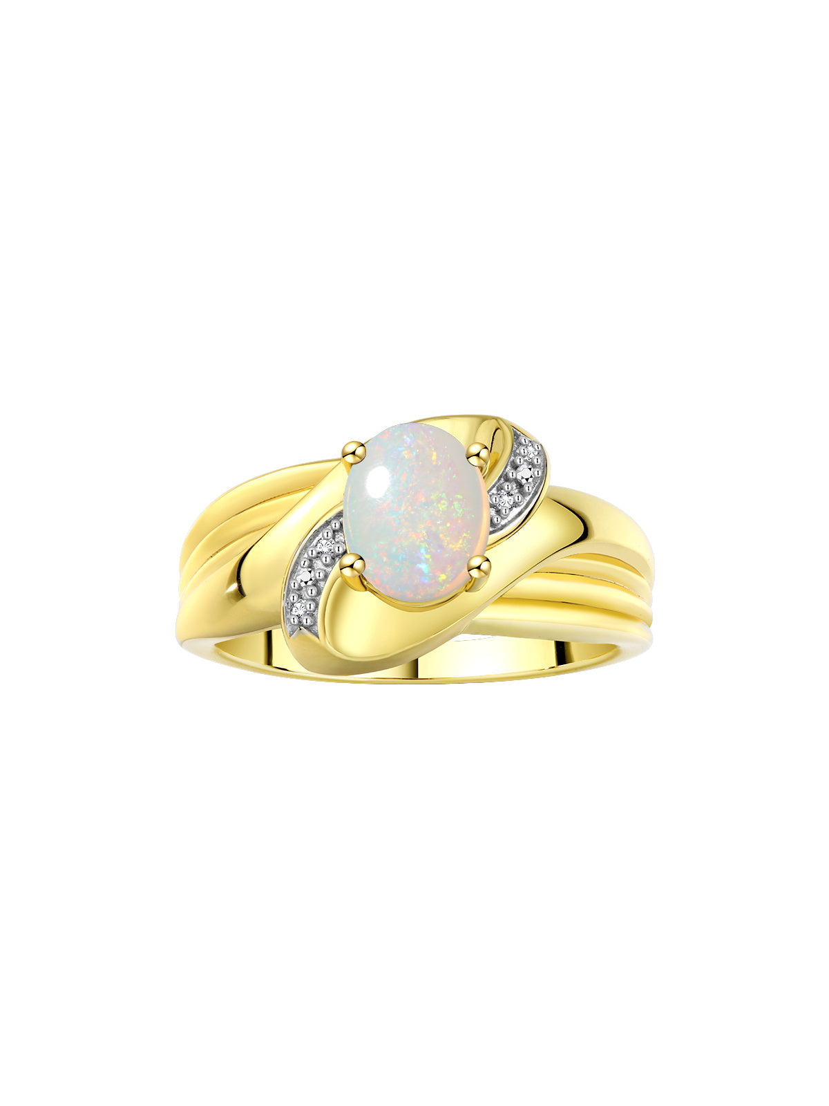 RYLOS 14K Yellow Gold Ring with Oval 9X7MM Gemstone & Diamonds - Classic Design Color Stone Jewelry for Women in Gold, Sizes 5-10