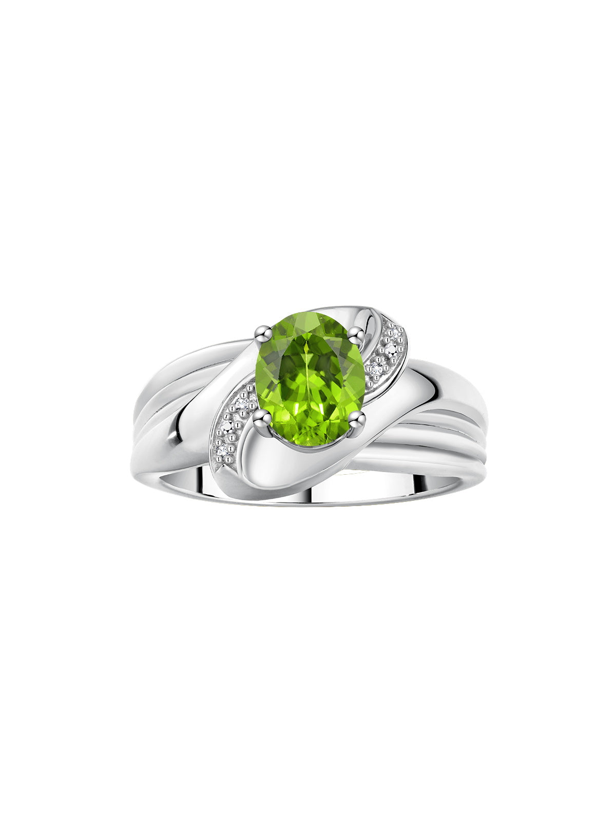 RYLOS Ring with Oval 9X7MM Gemstone & Diamonds - Classic Design Gem Jewelry for Women in Sterling Silver, Available in Sizes 5-10