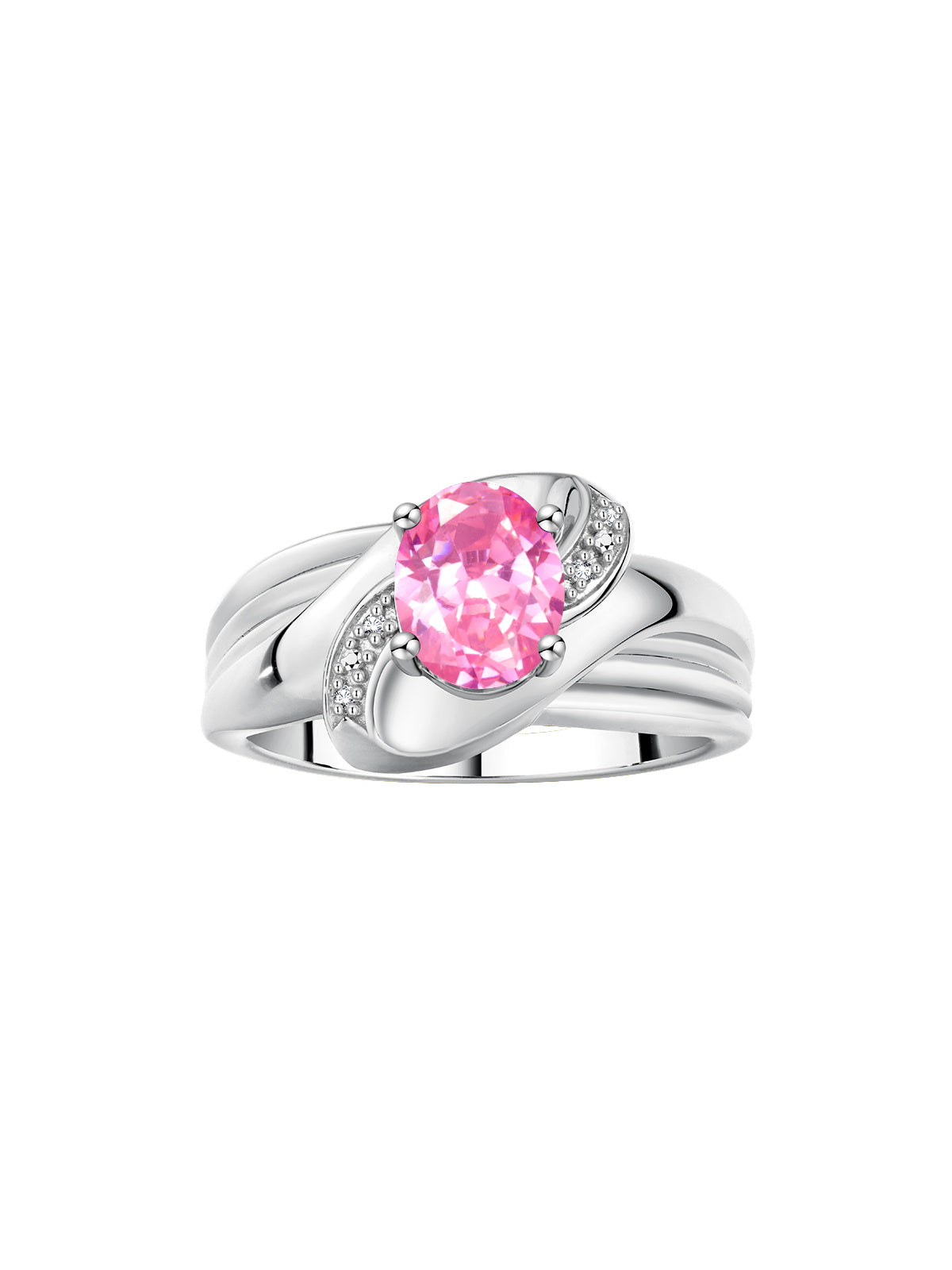 RYLOS Ring with Oval 9X7MM Gemstone & Diamonds - Classic Design Gem Jewelry for Women in Sterling Silver, Available in Sizes 5-10
