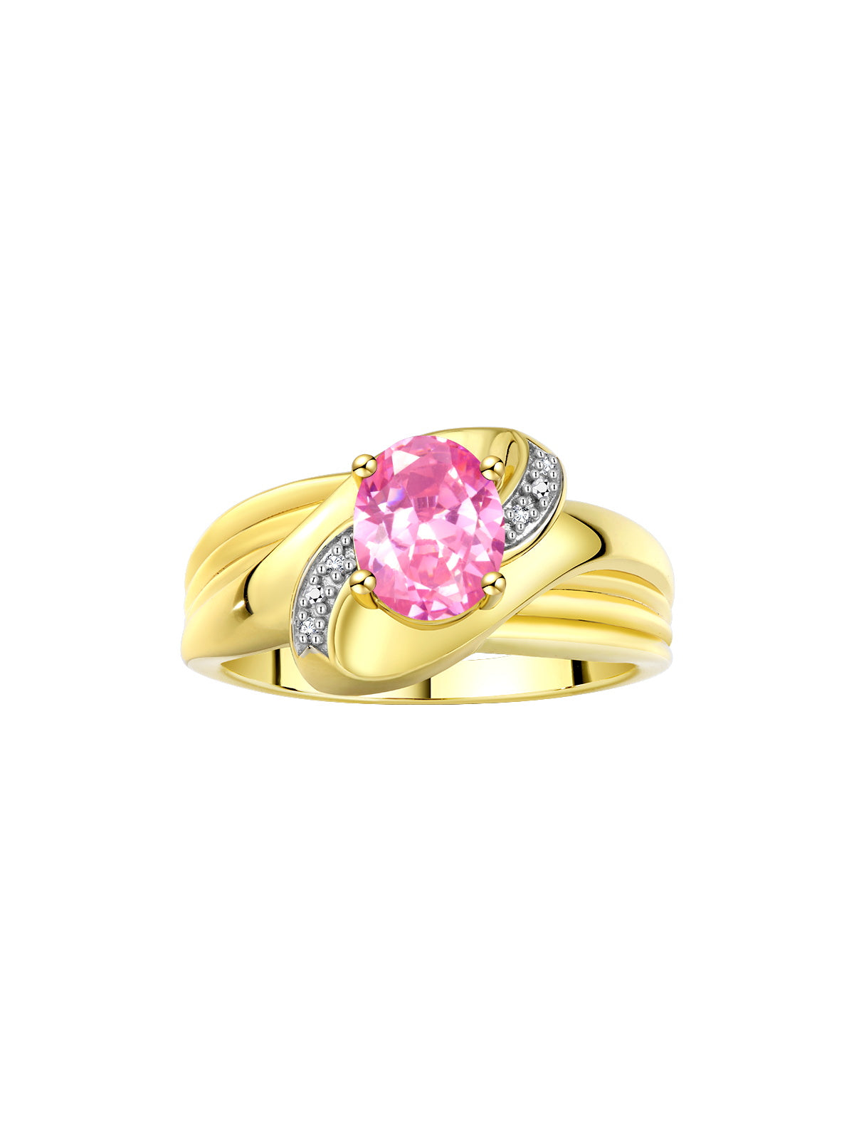 RYLOS 14K Yellow Gold Ring with Oval 9X7MM Gemstone & Diamonds - Classic Design Color Stone Jewelry for Women in Gold, Sizes 5-10