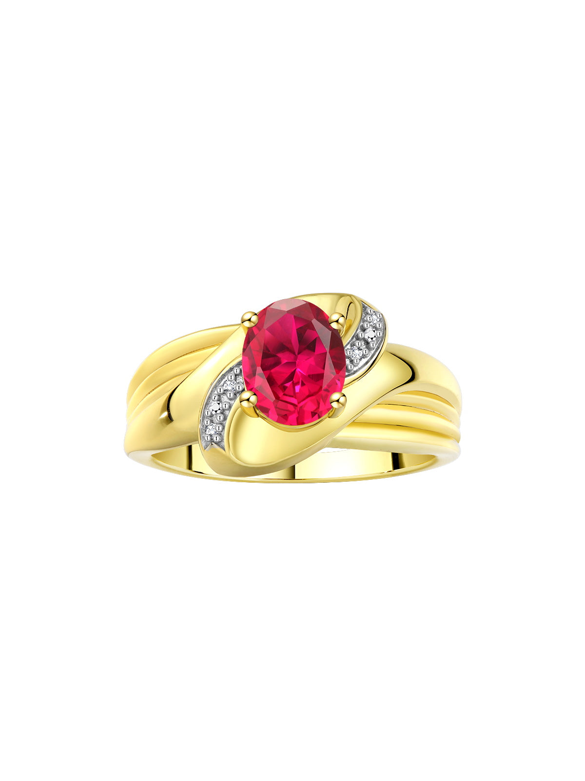 RYLOS Ring with Oval 9X7MM Gemstone & Diamonds - Classic Design Gem Jewelry for Women in Yellow Gold Plated Silver, Available in Sizes 5-10