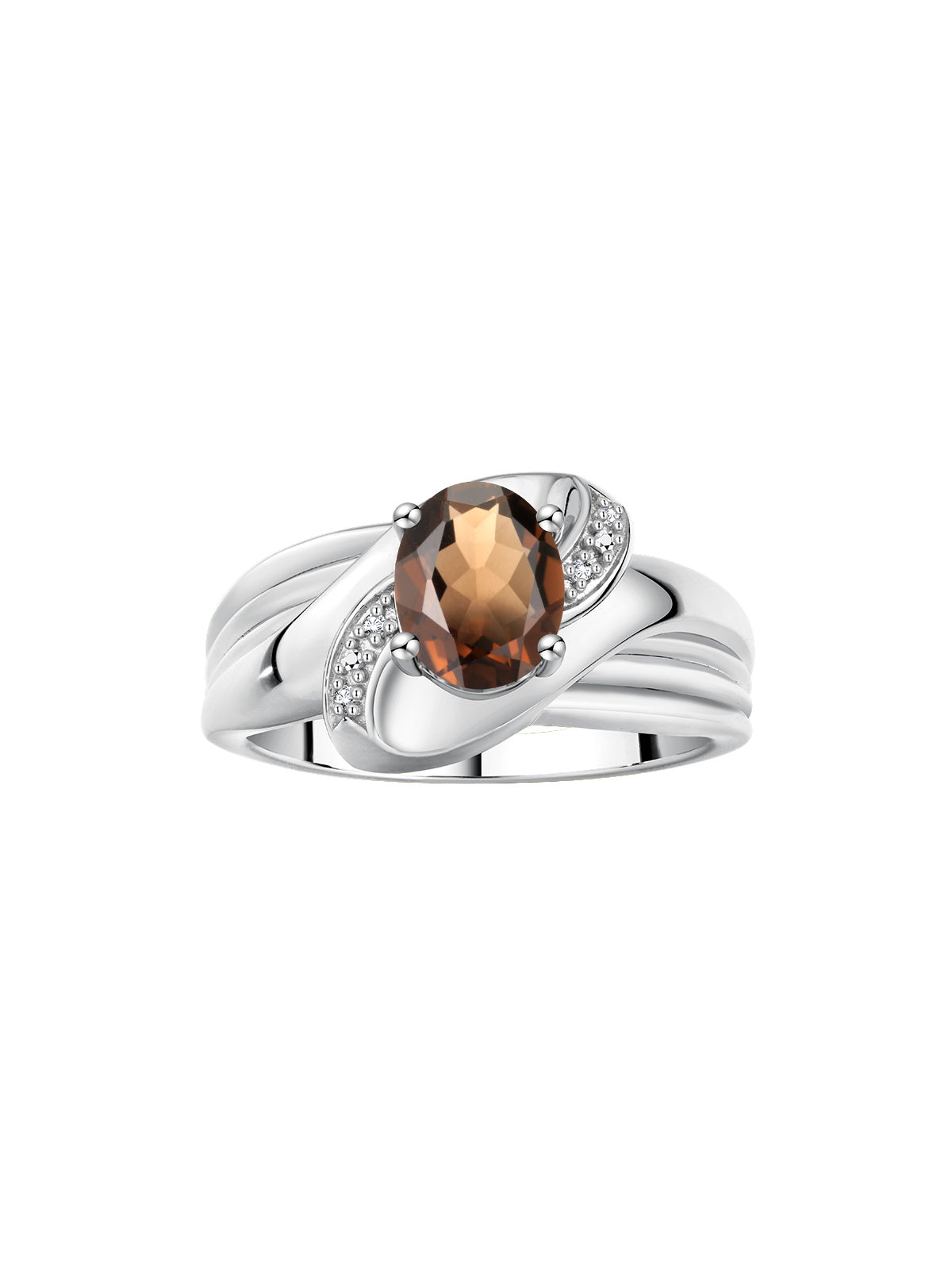 RYLOS Ring with Oval 9X7MM Gemstone & Diamonds - Classic Design Gem Jewelry for Women in Sterling Silver, Available in Sizes 5-10