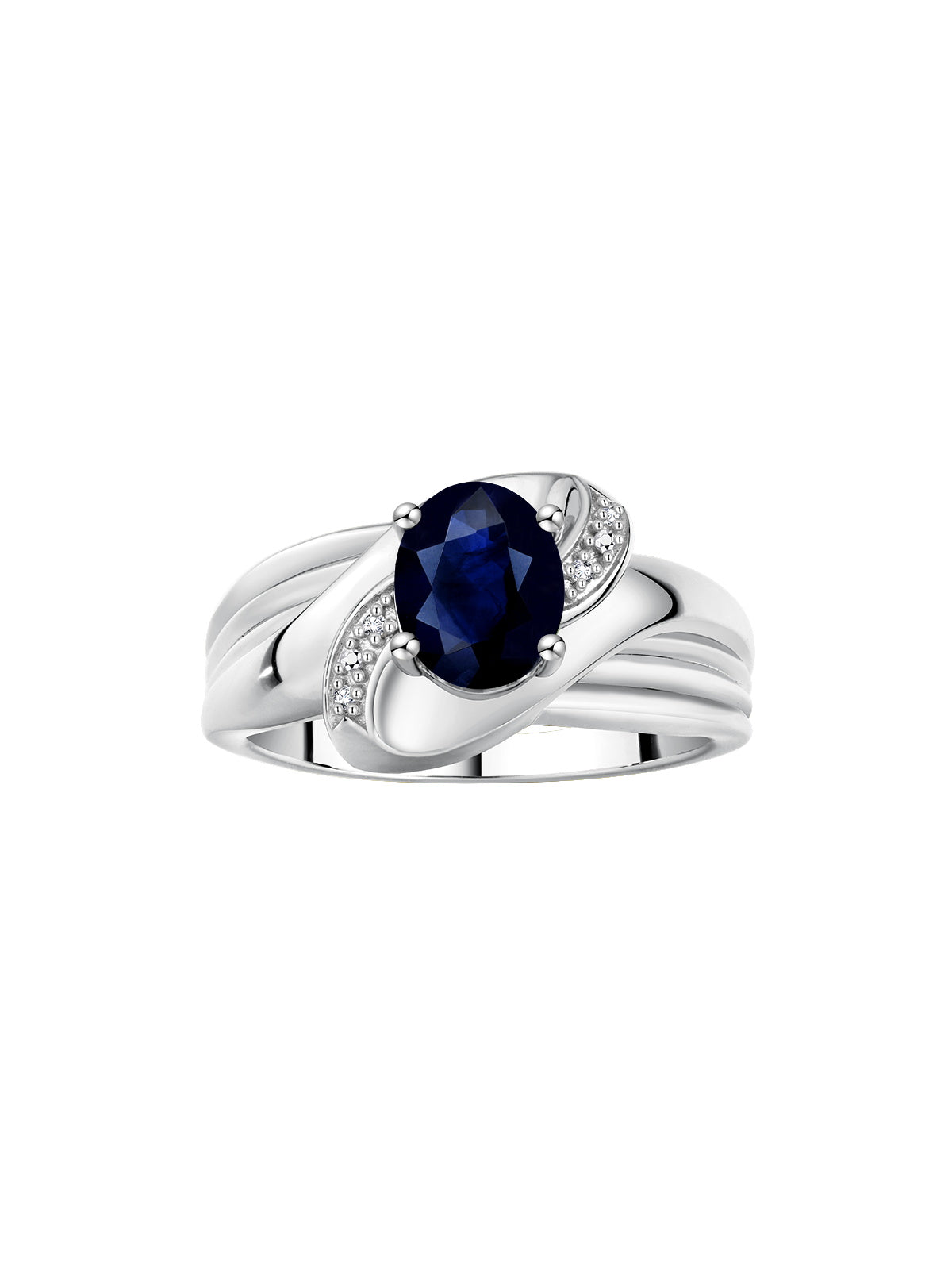 RYLOS Ring with Oval 9X7MM Gemstone & Diamonds - Classic Design Gem Jewelry for Women in Sterling Silver, Available in Sizes 5-10