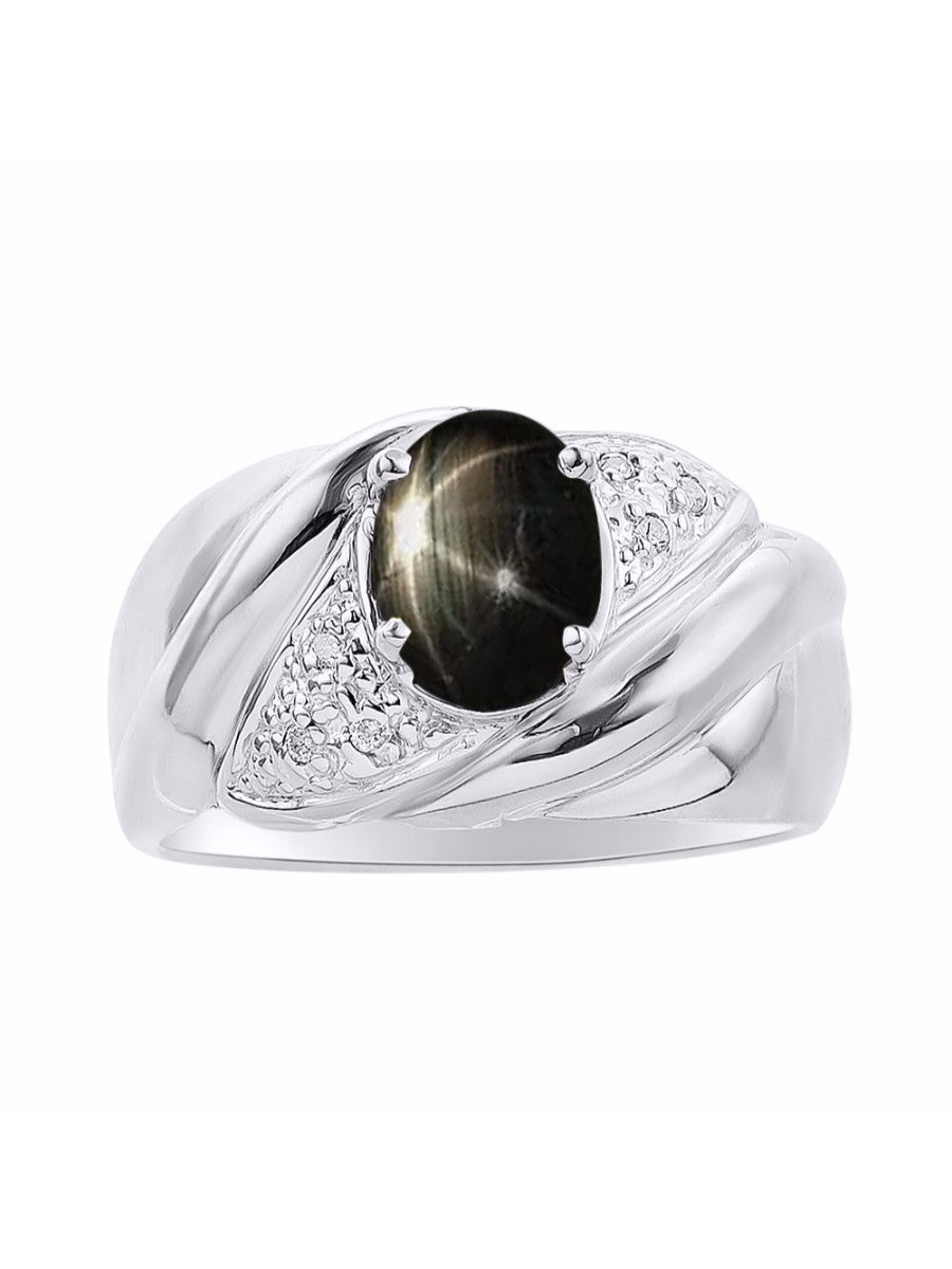 RYLOS Ring with Oval 8X6MM Gemstone & Diamonds - Classic Design Gem Jewelry for Women in Sterling Silver, Available in Sizes 5-10