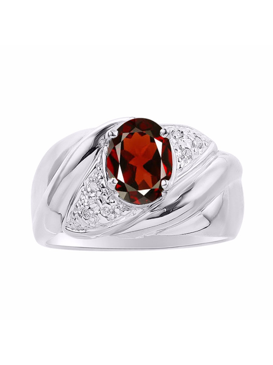 RYLOS Ring with Oval 8X6MM Gemstone & Diamonds - Classic Design Gem Jewelry for Women in Sterling Silver, Available in Sizes 5-10