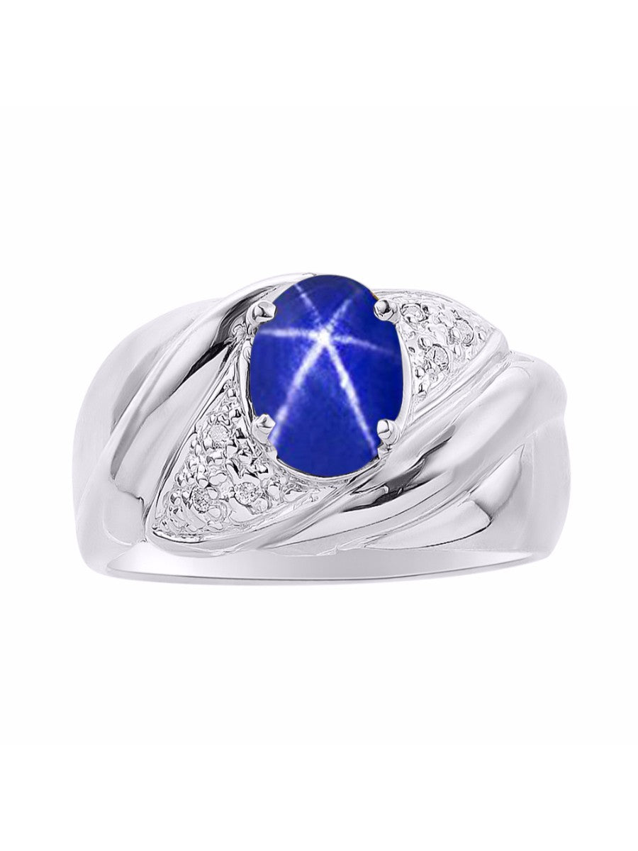 RYLOS Ring with Oval 8X6MM Gemstone & Diamonds - Classic Design Gem Jewelry for Women in Sterling Silver, Available in Sizes 5-10