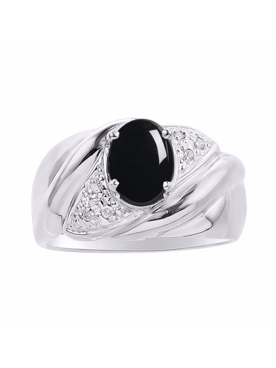 RYLOS Ring with Oval 8X6MM Gemstone & Diamonds - Classic Design Gem Jewelry for Women in Sterling Silver, Available in Sizes 5-10