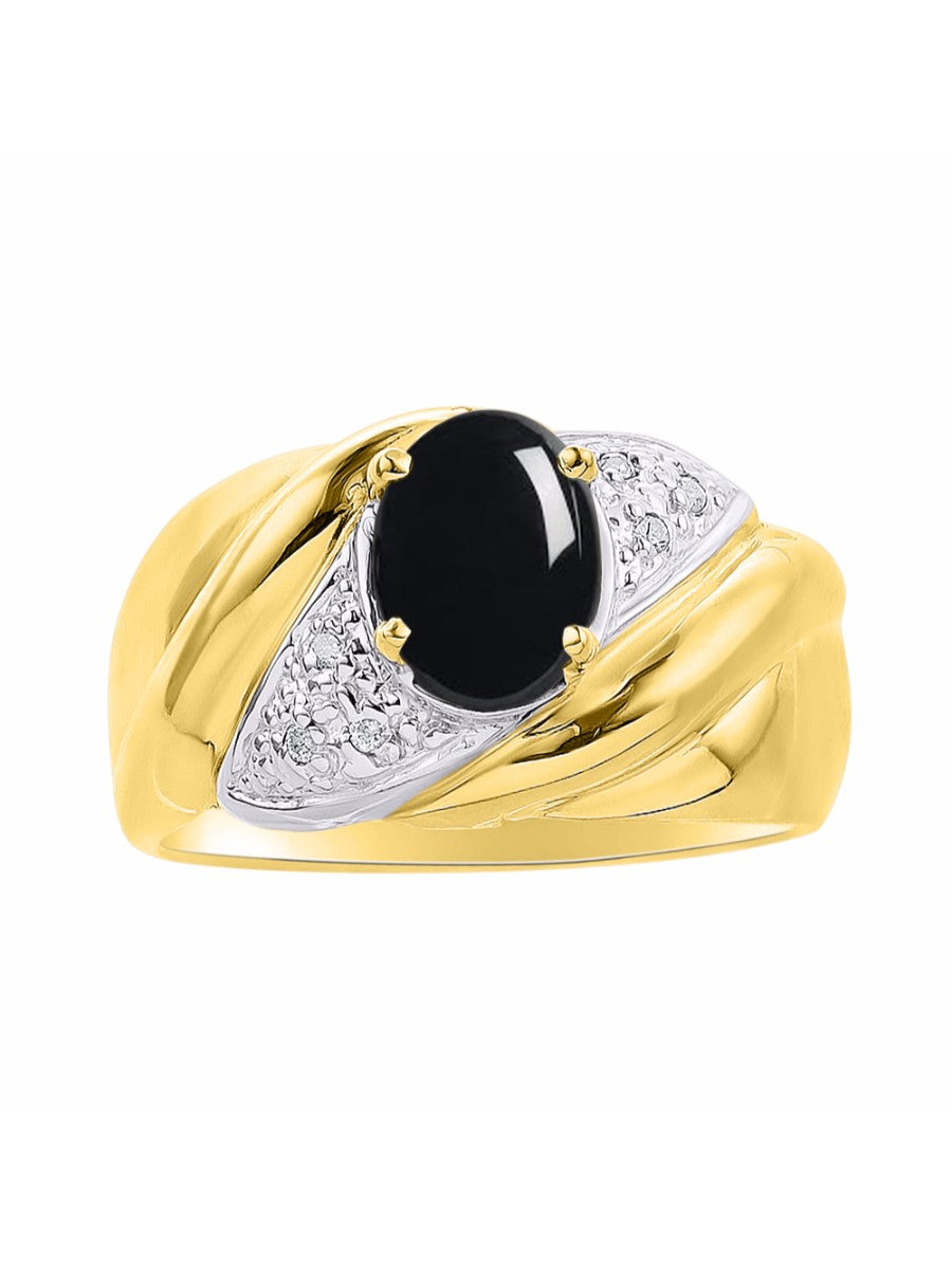 RYLOS 14K Yellow Gold Ring with Oval 8X6MM Gemstone & Diamonds - Classic Design Color Stone Jewelry for Women in Gold, Sizes 5-10