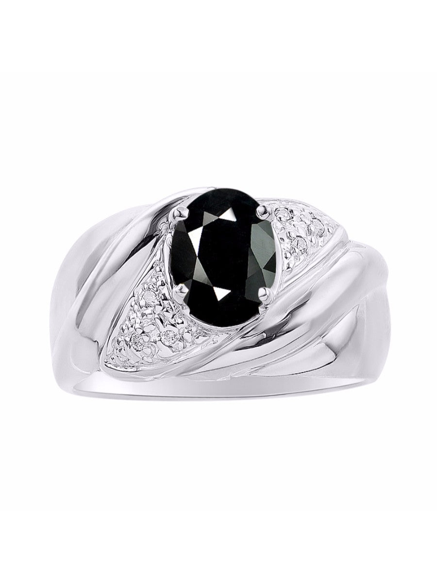 RYLOS Ring with Oval 8X6MM Gemstone & Diamonds - Classic Design Gem Jewelry for Women in Sterling Silver, Available in Sizes 5-10