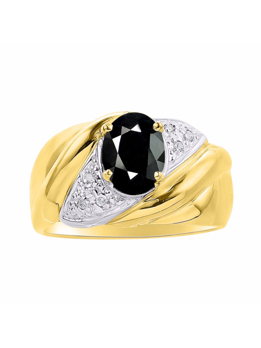 RYLOS 14K Yellow Gold Ring with Oval 8X6MM Gemstone & Diamonds - Classic Design Color Stone Jewelry for Women in Gold, Sizes 5-10