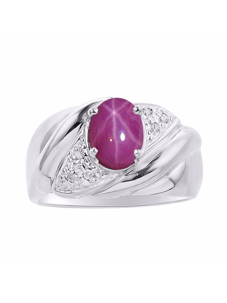RYLOS Ring with Oval 8X6MM Gemstone & Diamonds - Classic Design Gem Jewelry for Women in Sterling Silver, Available in Sizes 5-10