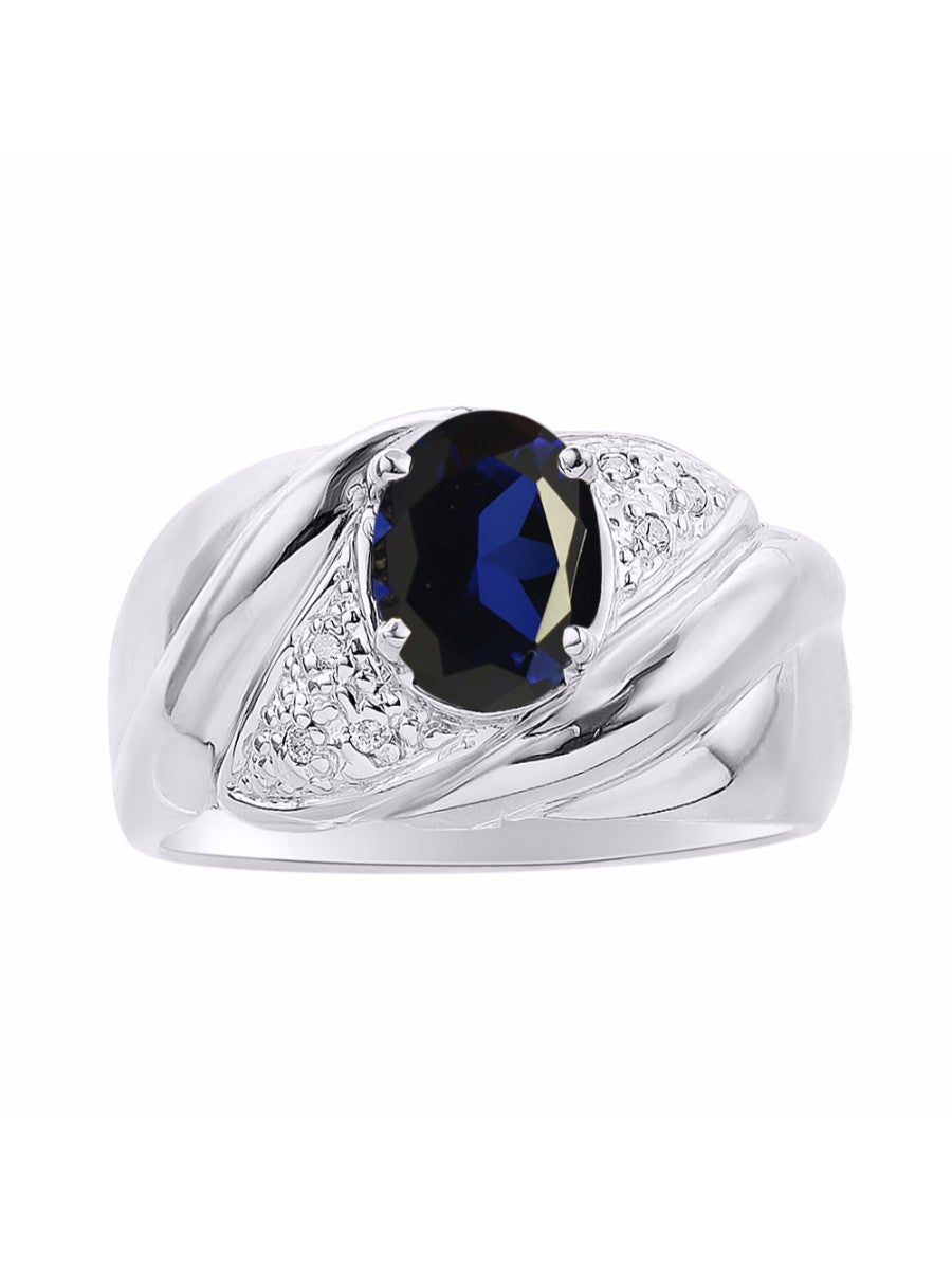 RYLOS Ring with Oval 8X6MM Gemstone & Diamonds - Classic Design Gem Jewelry for Women in Sterling Silver, Available in Sizes 5-10