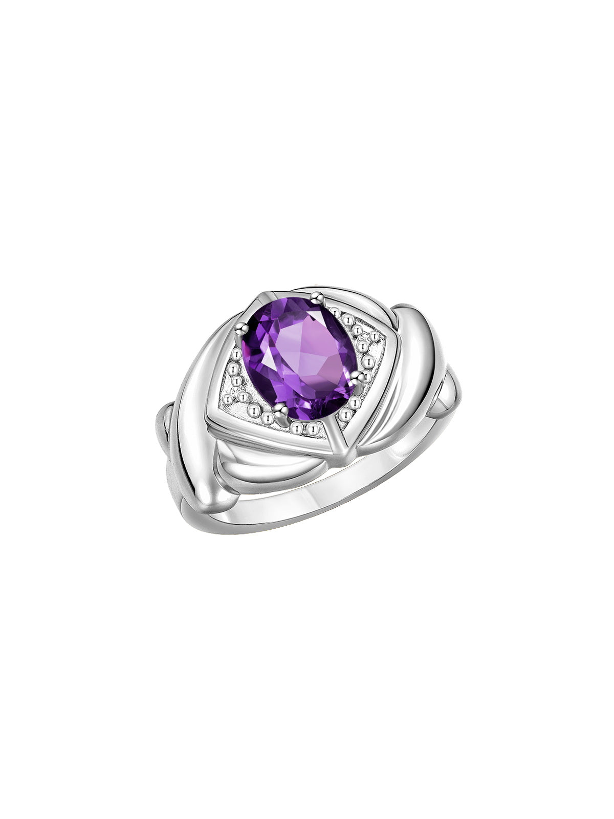 RYLOS 14K White Gold XOXO Hugs & Kisses Ring with 9X7MM Gemstone & Diamonds - Expressive Color Stone Jewelry for Women in Sizes 5-10