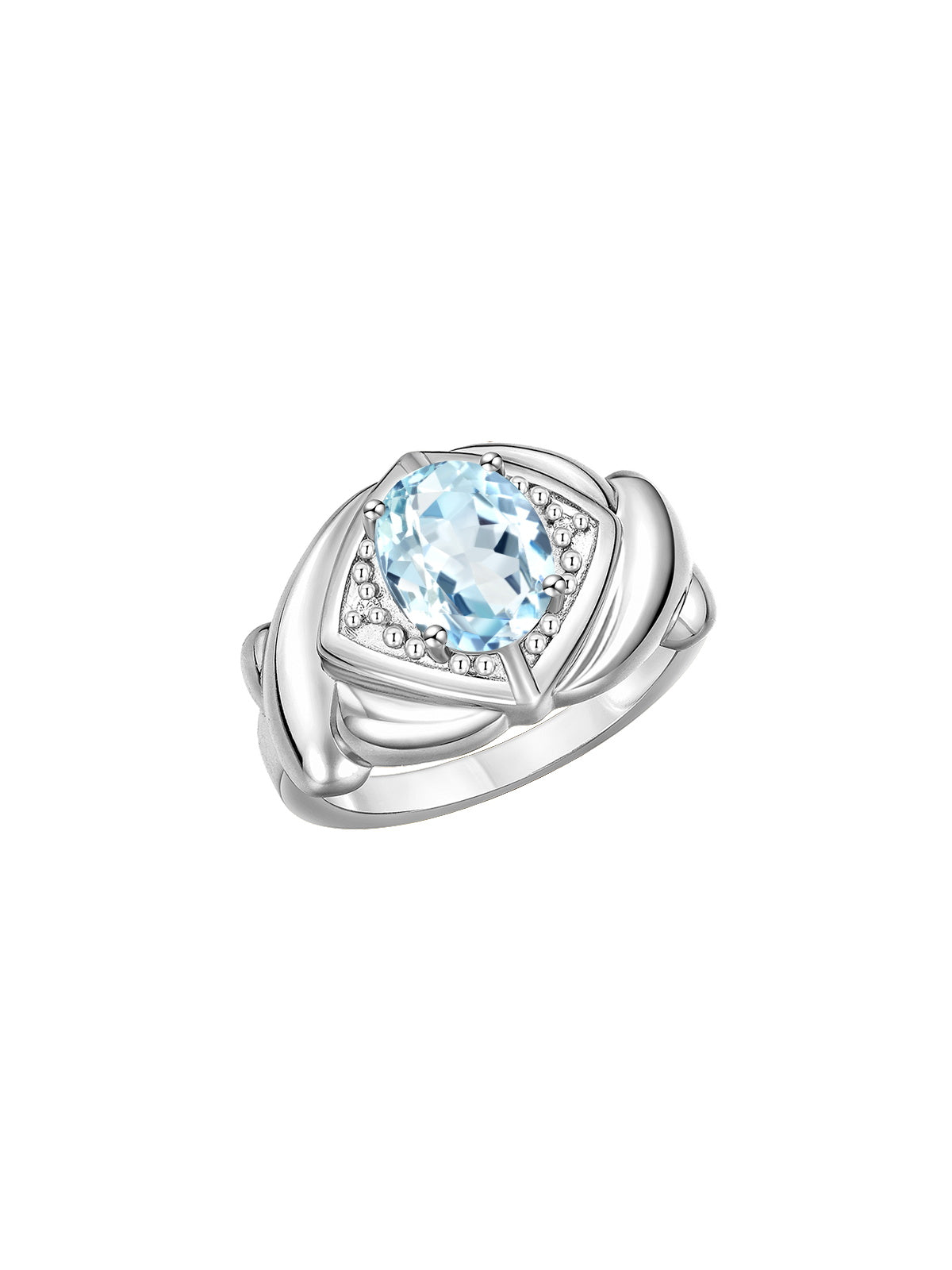 RYLOS 14K White Gold XOXO Hugs & Kisses Ring with 9X7MM Gemstone & Diamonds - Expressive Color Stone Jewelry for Women in Sizes 5-10