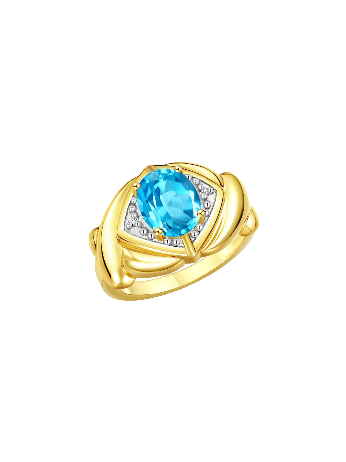 RYLOS 14K Yellow Gold XOXO Hugs & Kisses Ring with 9X7MM Gemstone & Diamonds - Expressive Color Stone Jewelry for Women in Sizes 5-10