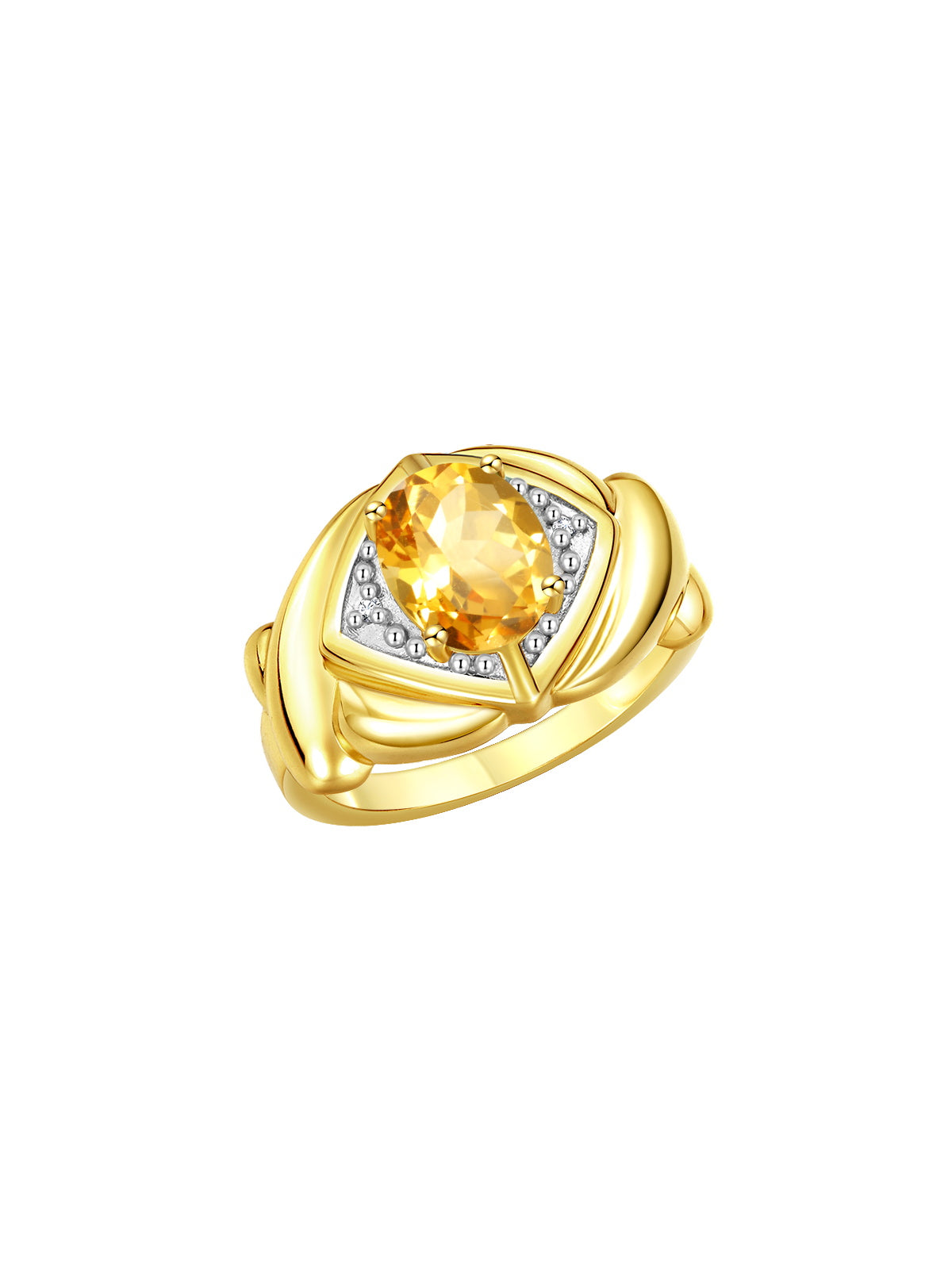 RYLOS 14K Yellow Gold XOXO Hugs & Kisses Ring with 9X7MM Gemstone & Diamonds - Expressive Color Stone Jewelry for Women in Sizes 5-10