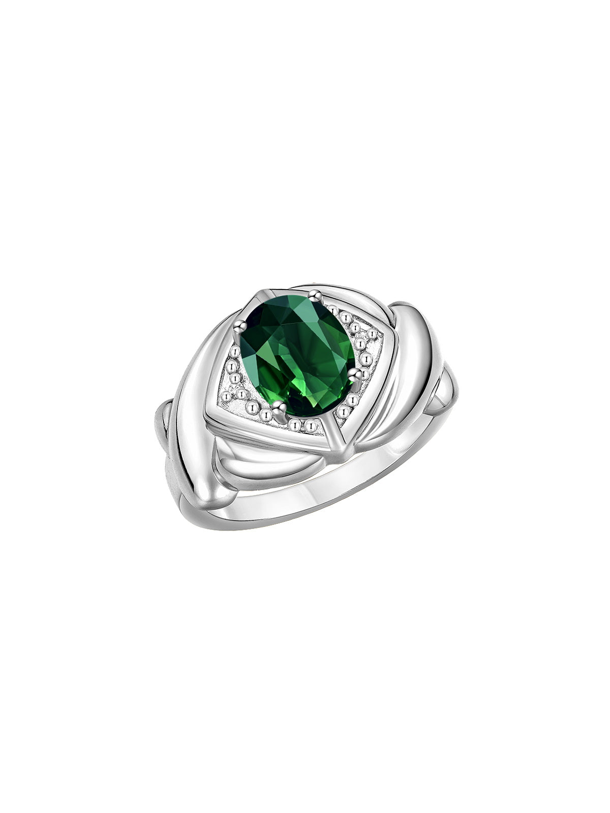 RYLOS Hugs & Kisses XOXO Ring with 9X7MM Gemstone & Diamonds - Expressive Color Stone Jewelry for Women in Sterling Silver, Sizes 5-13