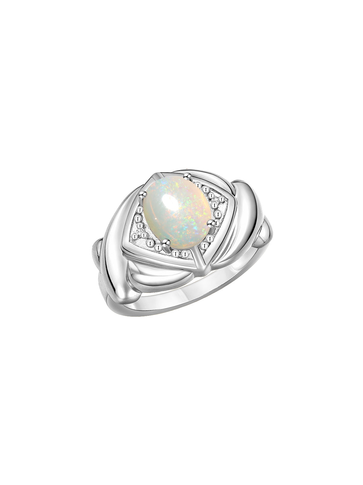RYLOS 14K White Gold XOXO Hugs & Kisses Ring with 9X7MM Gemstone & Diamonds - Expressive Color Stone Jewelry for Women in Sizes 5-10