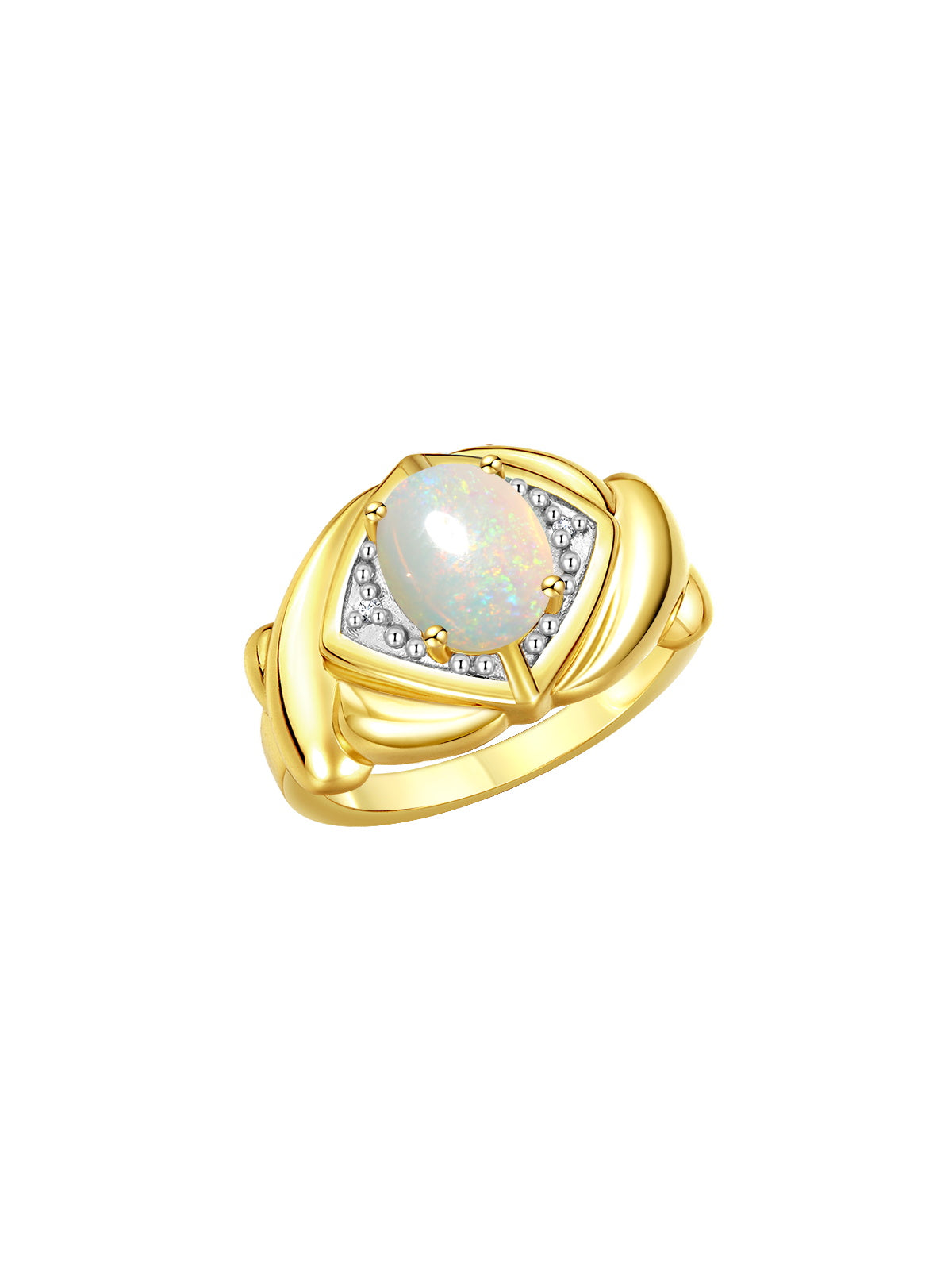 RYLOS 14K Yellow Gold XOXO Hugs & Kisses Ring with 9X7MM Gemstone & Diamonds - Expressive Color Stone Jewelry for Women in Sizes 5-10