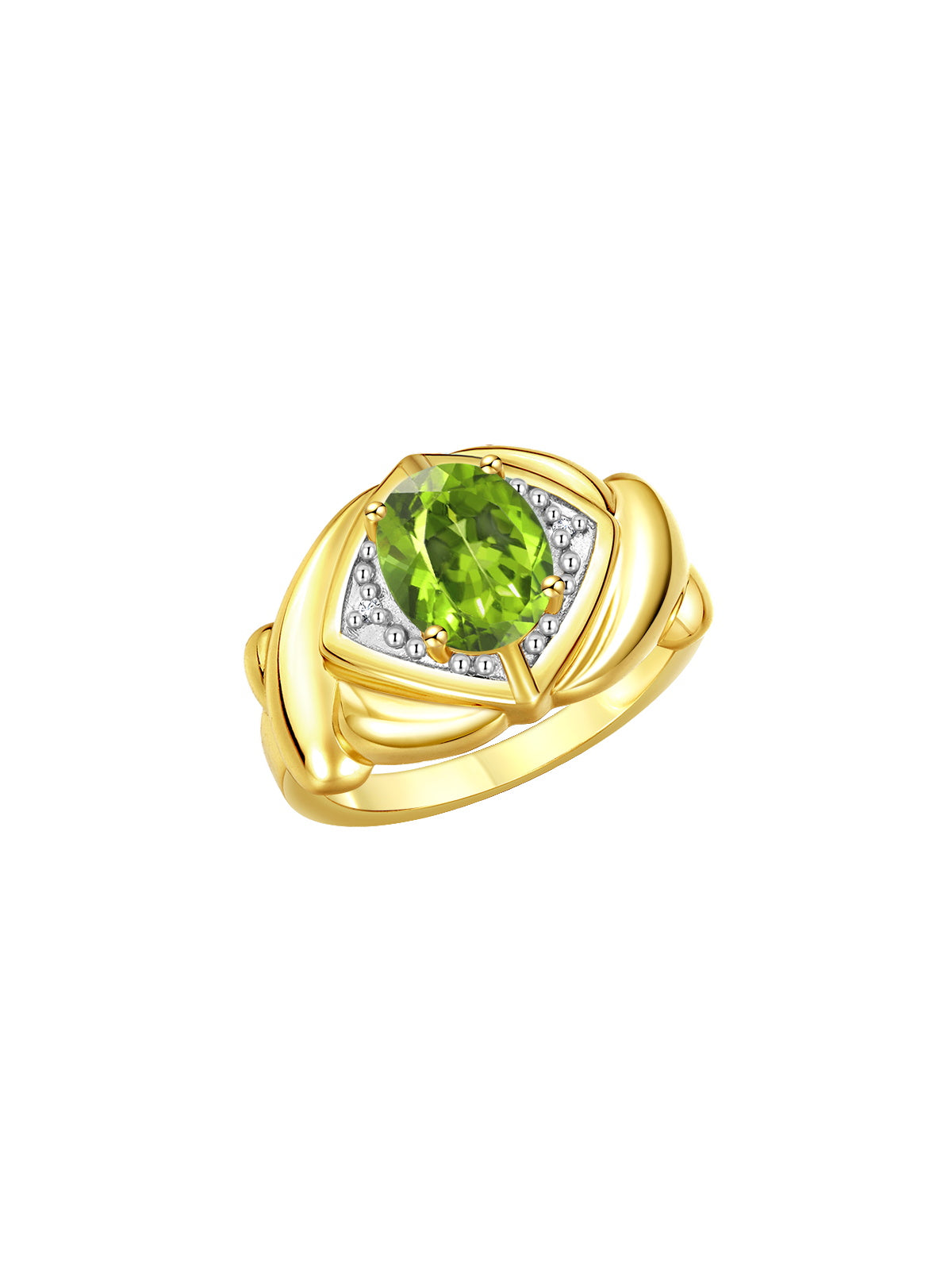 RYLOS 14K Yellow Gold XOXO Hugs & Kisses Ring with 9X7MM Gemstone & Diamonds - Expressive Color Stone Jewelry for Women in Sizes 5-10