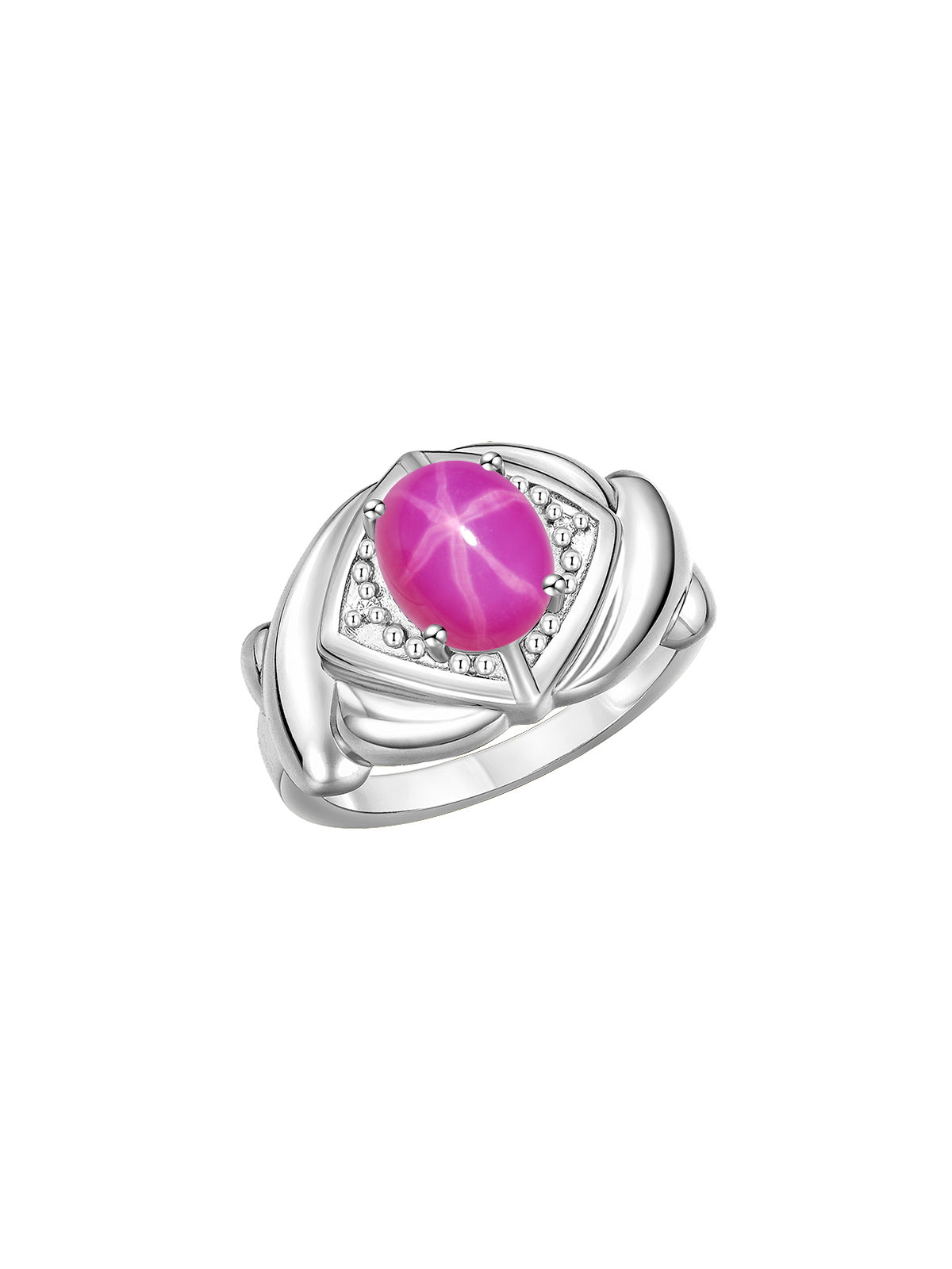 RYLOS 14K White Gold XOXO Hugs & Kisses Ring with 9X7MM Gemstone & Diamonds - Expressive Color Stone Jewelry for Women in Sizes 5-10