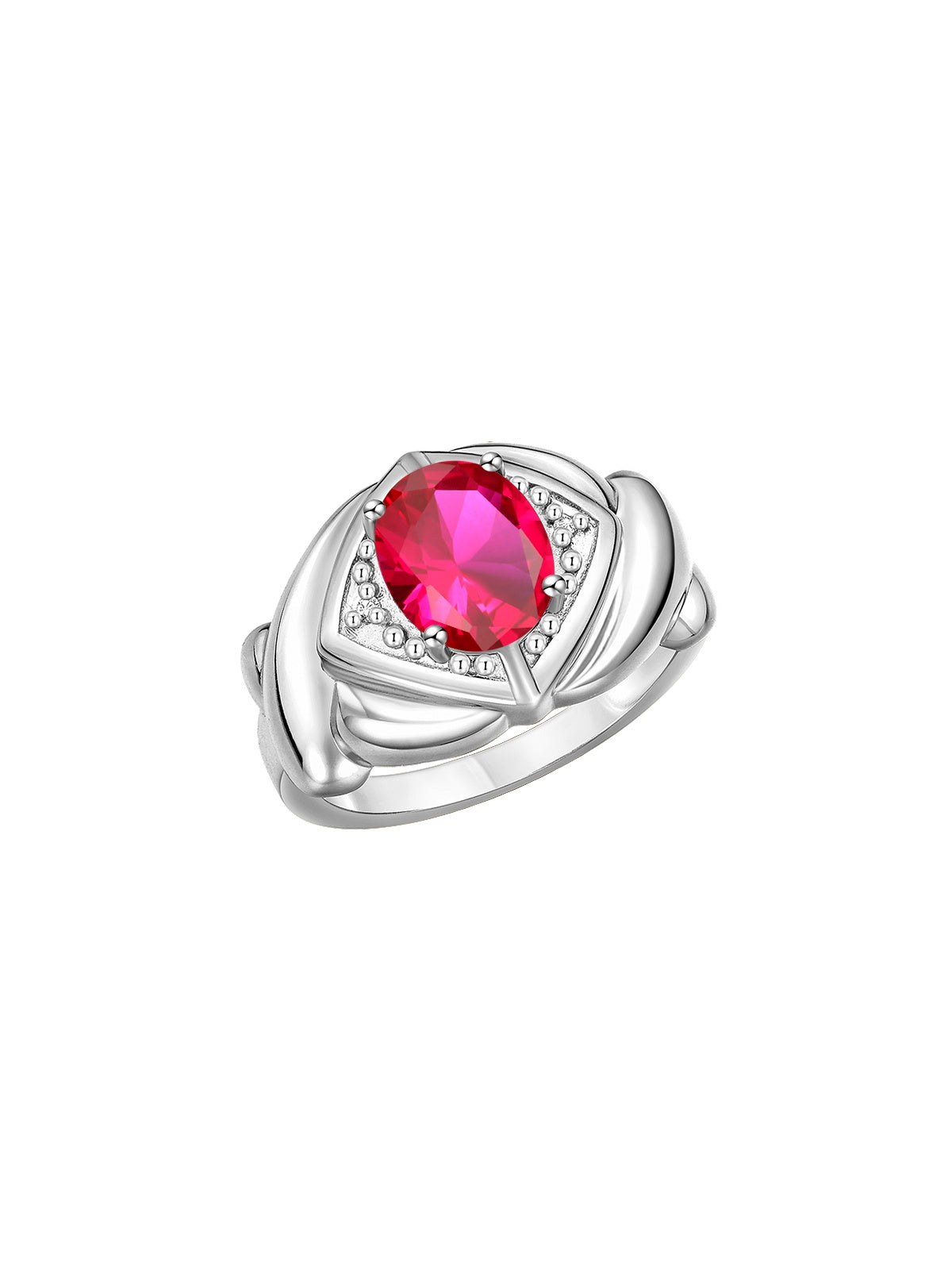 RYLOS 14K White Gold XOXO Hugs & Kisses Ring with 9X7MM Gemstone & Diamonds - Expressive Color Stone Jewelry for Women in Sizes 5-10