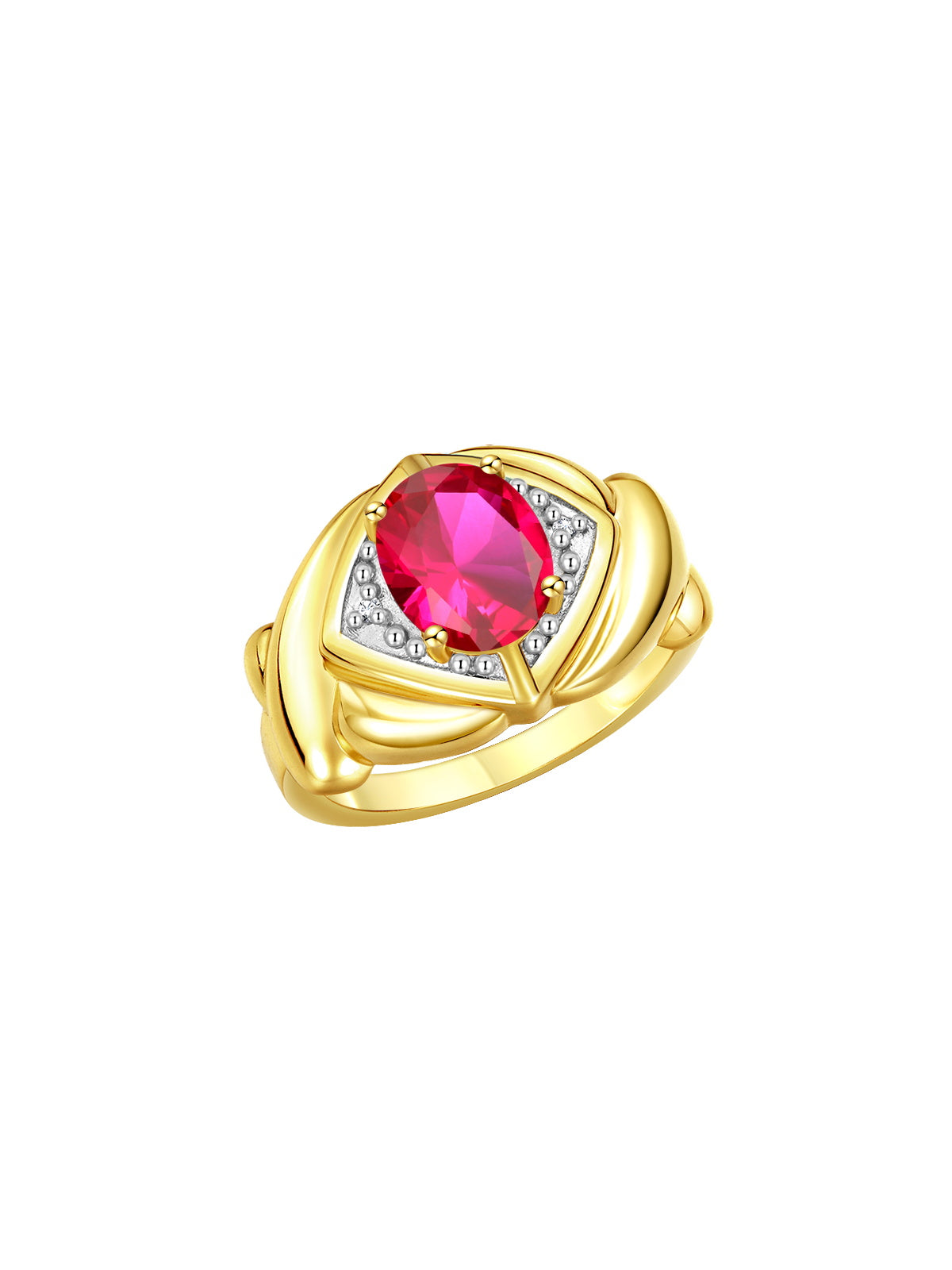 RYLOS Hugs & Kisses XOXO Ring with 9X7MM Gemstone & Diamonds - Expressive Color Stone Jewelry for Women in Yellow Gold Plated Silver, Sizes 5-13
