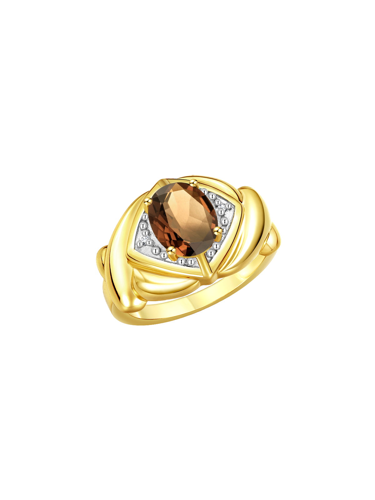 RYLOS 14K Yellow Gold XOXO Hugs & Kisses Ring with 9X7MM Gemstone & Diamonds - Expressive Color Stone Jewelry for Women in Sizes 5-10