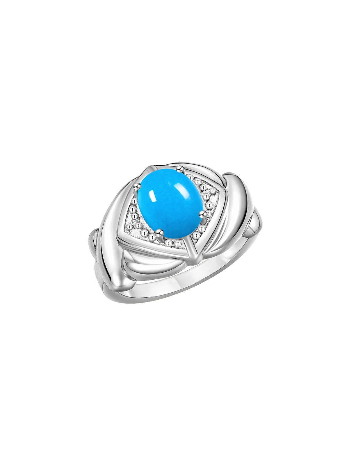 RYLOS 14K White Gold XOXO Hugs & Kisses Ring with 9X7MM Gemstone & Diamonds - Expressive Color Stone Jewelry for Women in Sizes 5-10