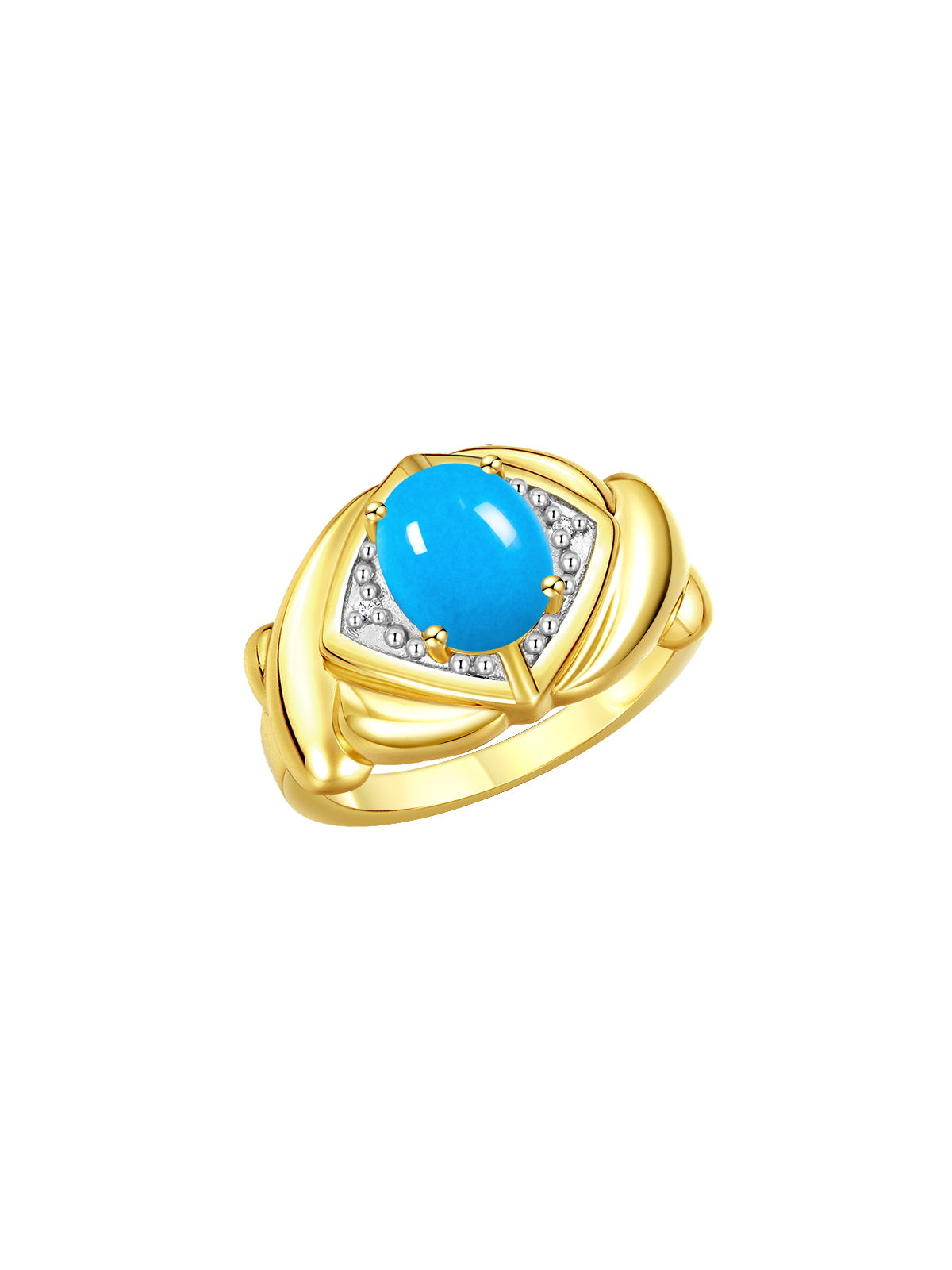 RYLOS 14K Yellow Gold XOXO Hugs & Kisses Ring with 9X7MM Gemstone & Diamonds - Expressive Color Stone Jewelry for Women in Sizes 5-10