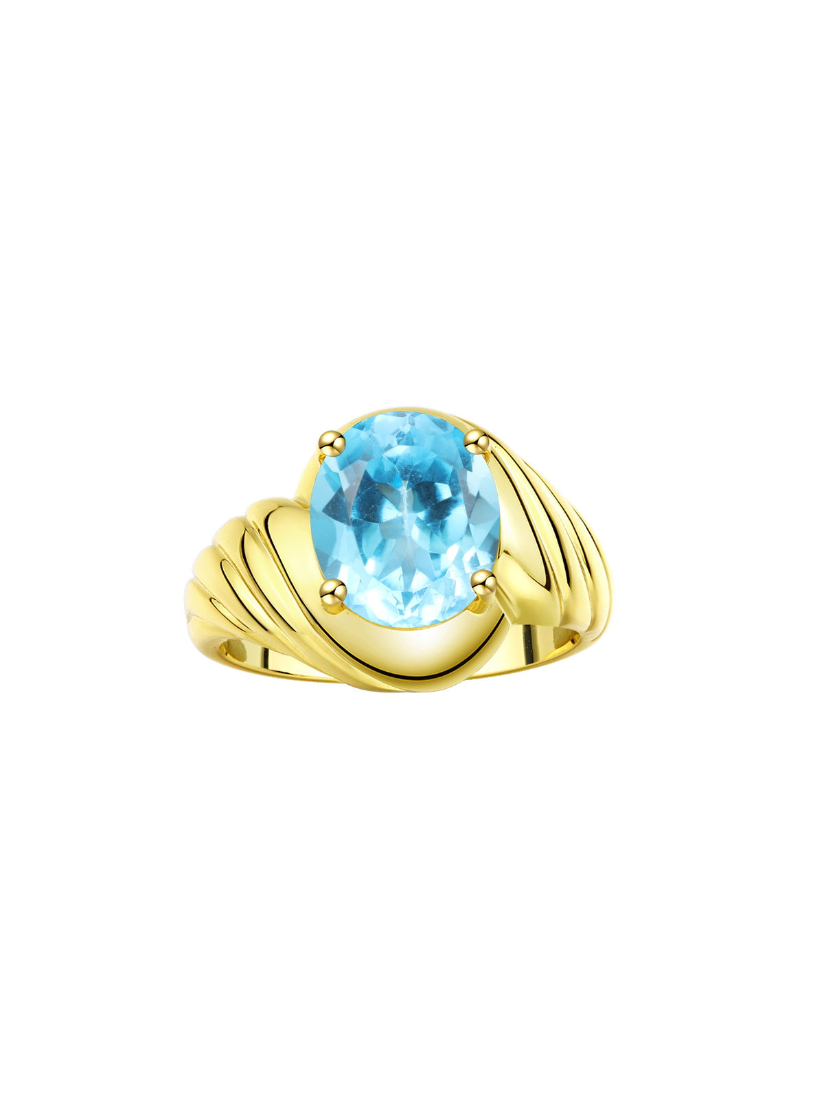 RYLOS Classic Designer Style Oval 12X10MM Solitaire Gemstone Ring - Gem Jewelry for Women &  in Yellow Gold Plated Silver, Sizes 5-13