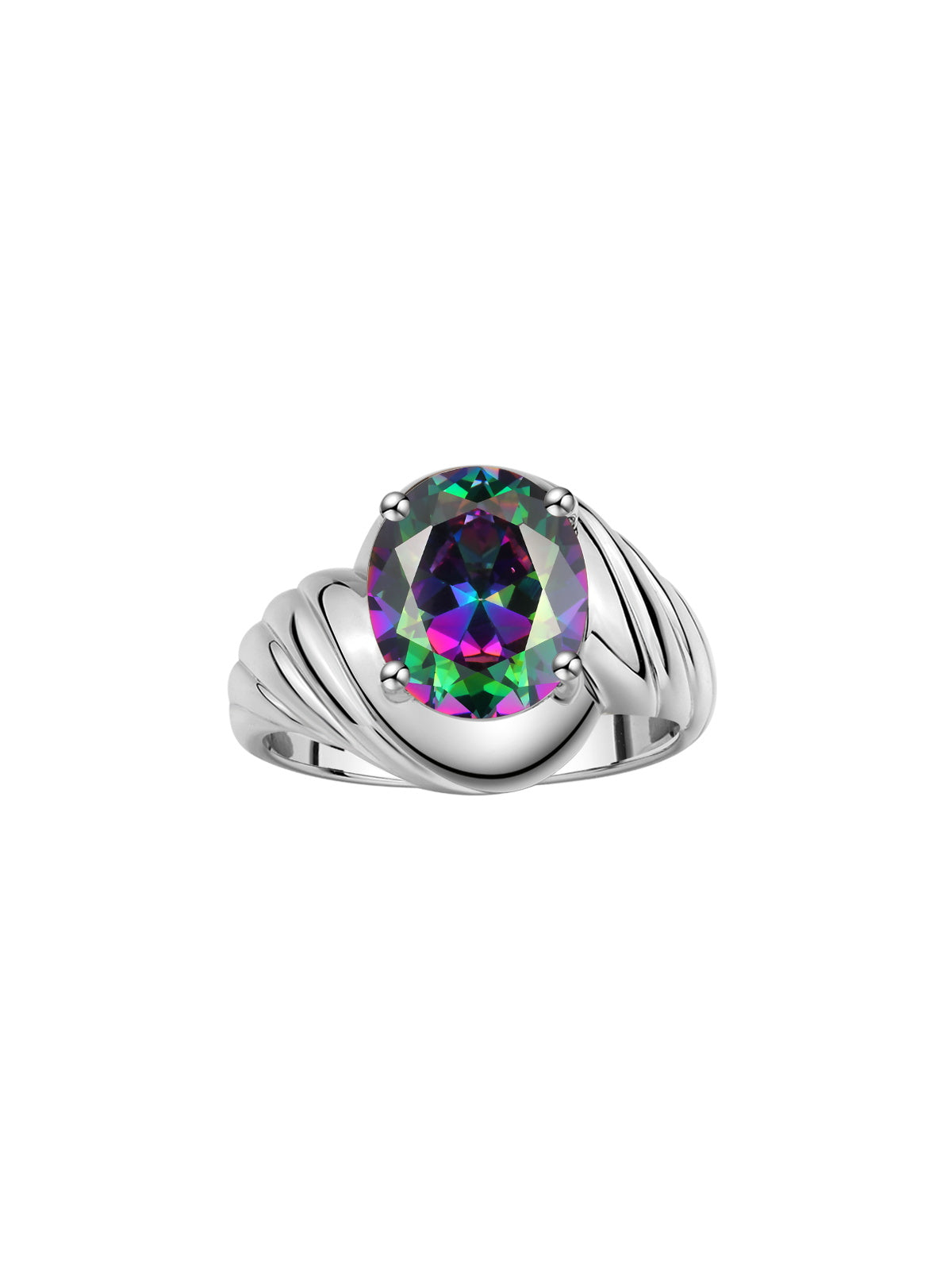 RYLOS 14K White Gold Classic Designer Style Oval 12X10MM Solitaire Gemstone Ring - Exquisite Color Stone Jewelry for Women & , Available in Sizes 5-13