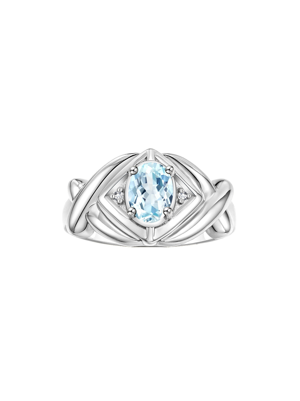 RYLOS Hugs & Kisses XOXO Ring with 7X5MM Gemstone & Diamonds - Birthstone Jewelry for Women in Sterling Silver, Sizes 5-10