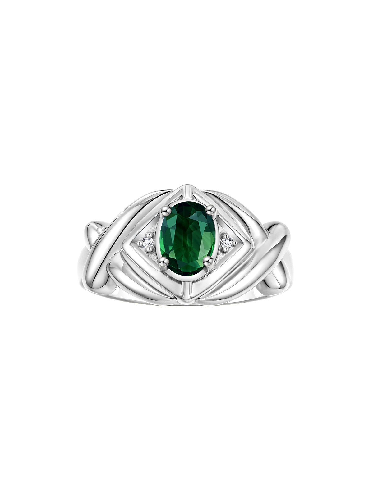 RYLOS Hugs & Kisses XOXO Ring with 7X5MM Gemstone & Diamonds - Birthstone Jewelry for Women in Sterling Silver, Sizes 5-10