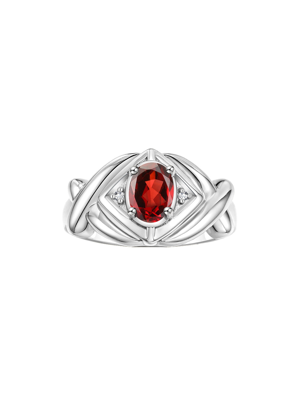 RYLOS Hugs & Kisses XOXO Ring with 7X5MM Gemstone & Diamonds - Birthstone Jewelry for Women in Sterling Silver, Sizes 5-10