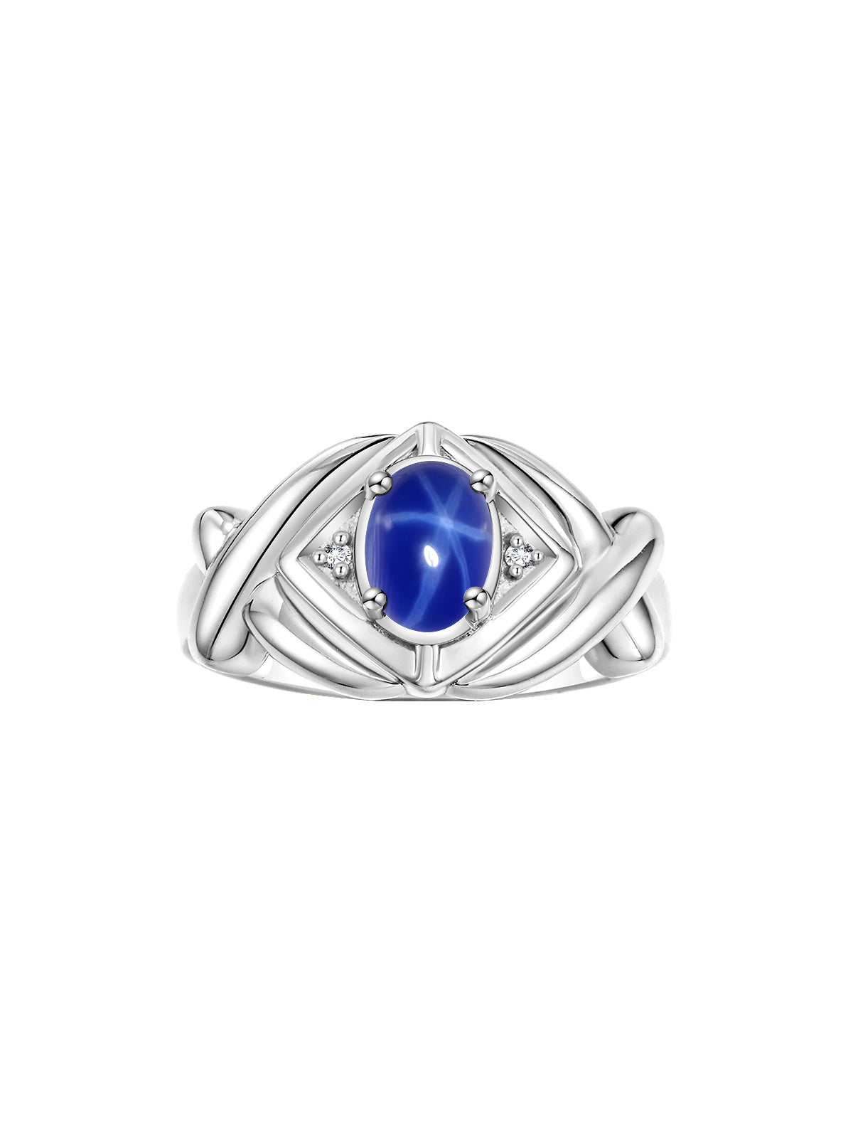 RYLOS Hugs & Kisses XOXO Ring with 7X5MM Gemstone & Diamonds - Birthstone Jewelry for Women in Sterling Silver, Sizes 5-10
