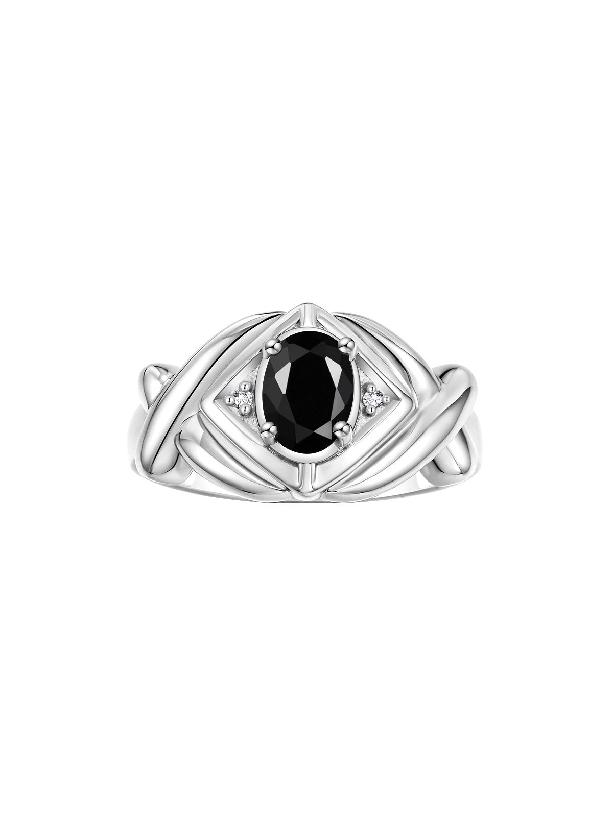RYLOS Hugs & Kisses XOXO Ring with 7X5MM Gemstone & Diamonds - Birthstone Jewelry for Women in Sterling Silver, Sizes 5-10