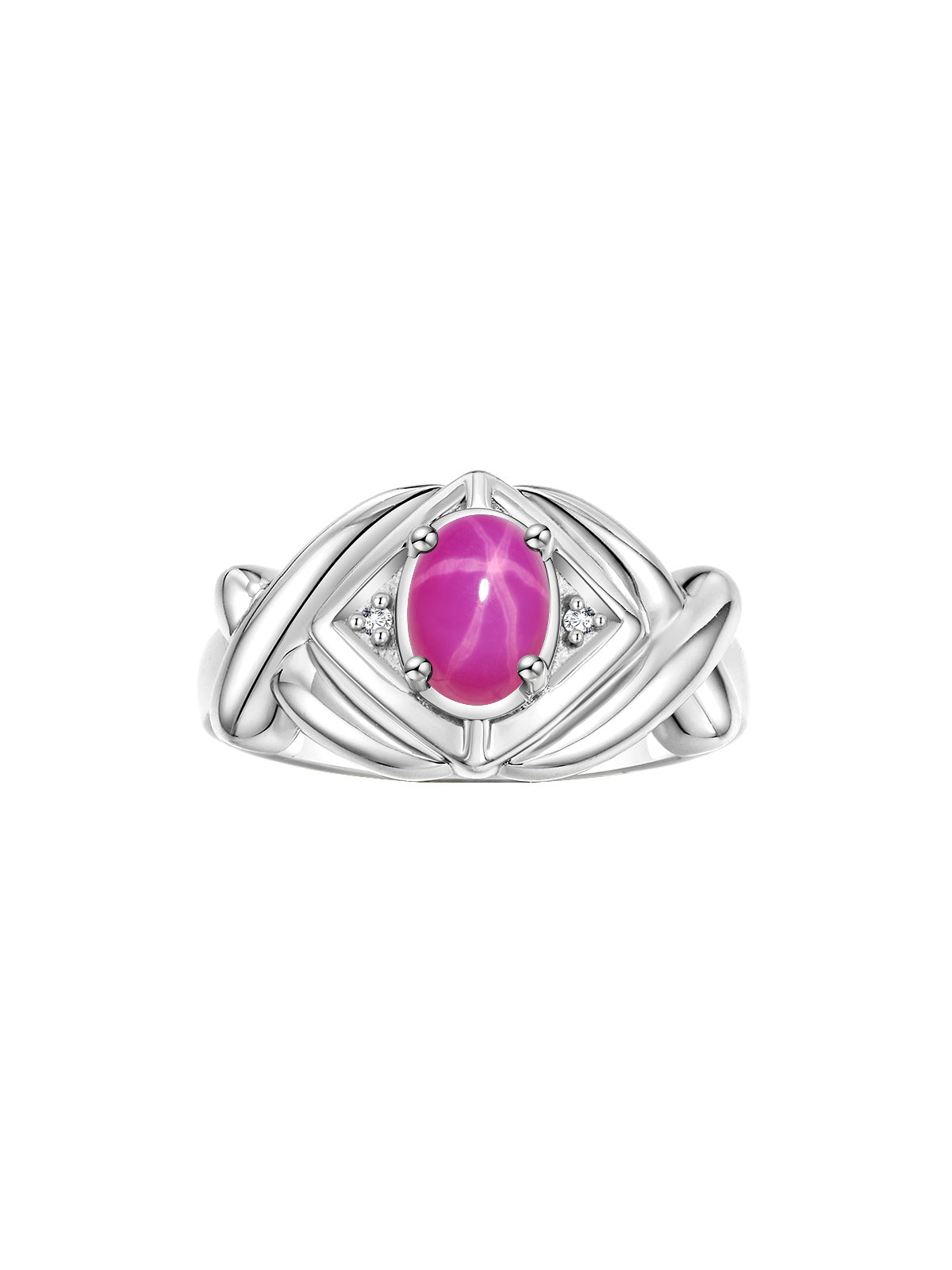 RYLOS Hugs & Kisses XOXO Ring with 7X5MM Gemstone & Diamonds - Birthstone Jewelry for Women in Sterling Silver, Sizes 5-10