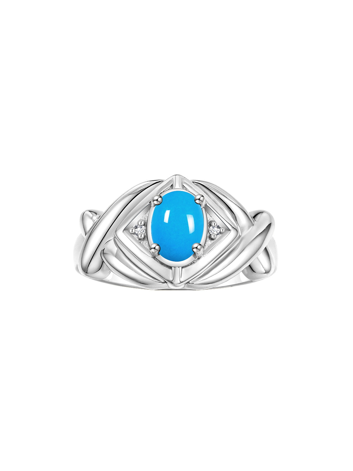 RYLOS Hugs & Kisses XOXO Ring with 7X5MM Gemstone & Diamonds - Birthstone Jewelry for Women in Sterling Silver, Sizes 5-10