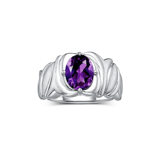 RYLOS Solitaire 9X7MM Oval Gemstone Ring with Satin Finish Band Sterling Silver Birthstone Rings Size 5-10