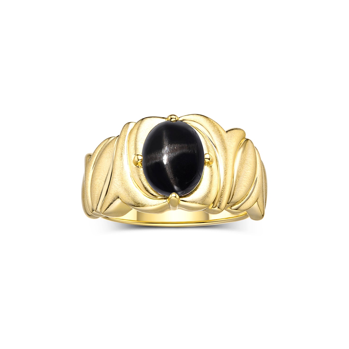 RYLOS Solitaire 9X7MM Oval Gemstone Ring with Satin Finish Band Yellow Gold Plated Silver Birthstone Rings Size 5-10